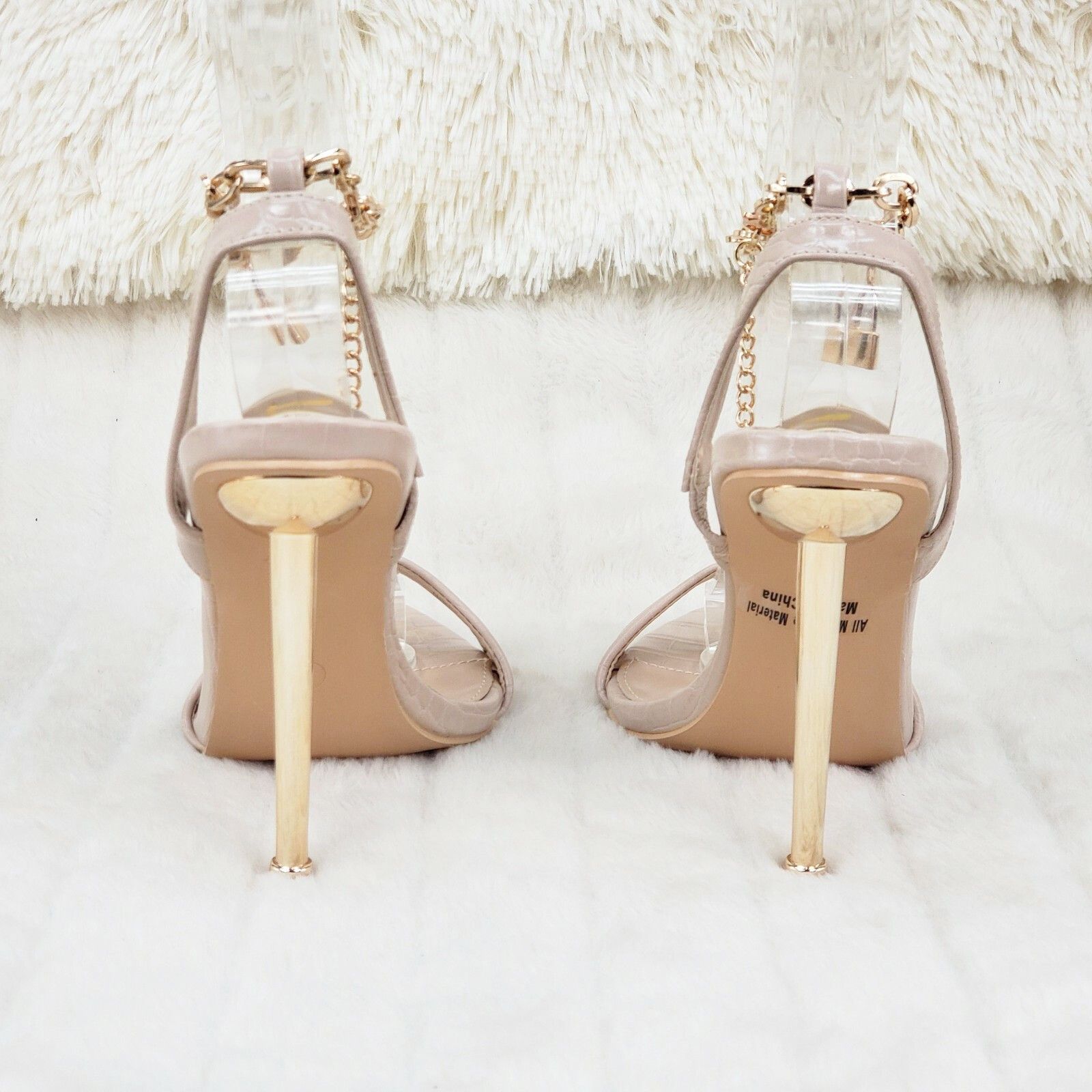 Other Nicely Pad Lock Chain Strap High Heels Metal Toe Tip Shoes N Size US 7.5 / IT 37.5 - 5 Thumbnail
