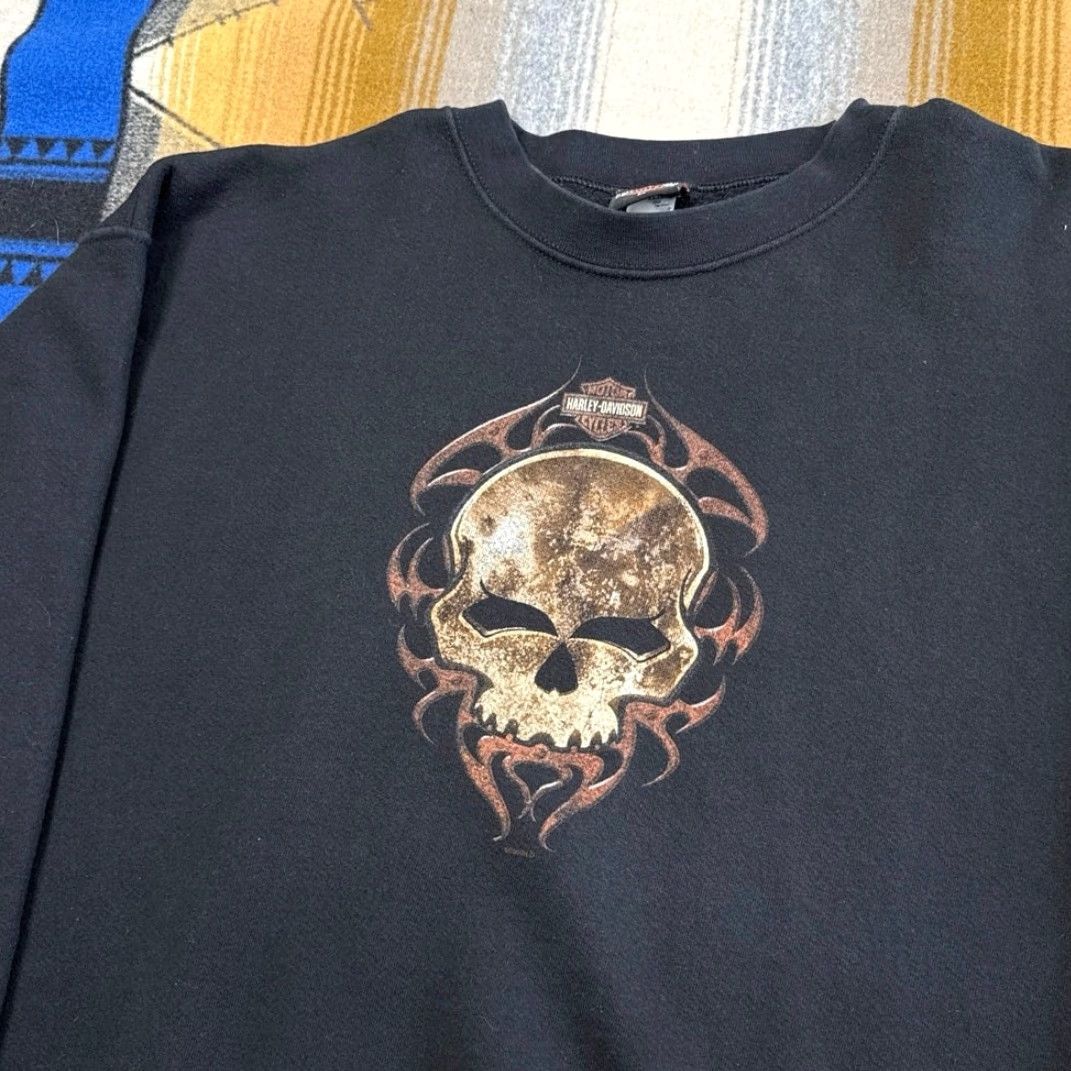 Harley Davidson VINTAGE Harley Davidson Skull Crewneck Sweatshirt Men XL Biker 90s Y2k Sweatshirt Crew Neck Long Sleeve Black Size US XL / EU 56 / 4 - 5 Thumbnail