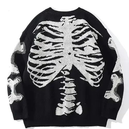 Aran Isles Knitwear Oversized Skeleton Bone Printed Knitted Sweaters Size US L / EU 52-54 / 3 - 4 Thumbnail