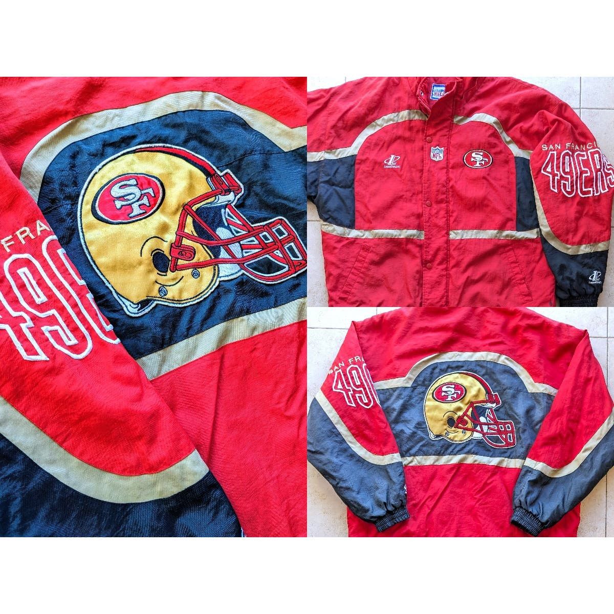 image of Sf 49Ers 90's Logo Athletic Puffer Helmet L Red Black Nfl Vtg, Men's (Size Large)