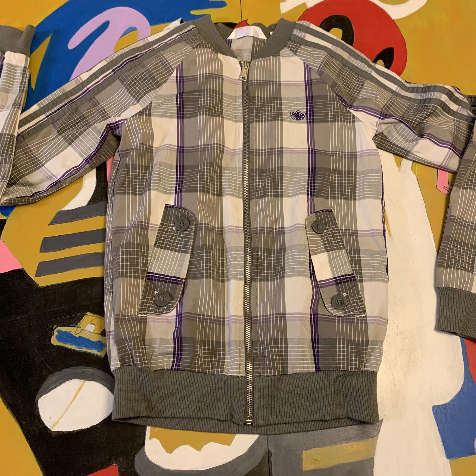 Adidas Adidas Men's Plaid Zip-Up Bomber Jacket Size US M / EU 48-50 / 2 - 1 Thumbnail