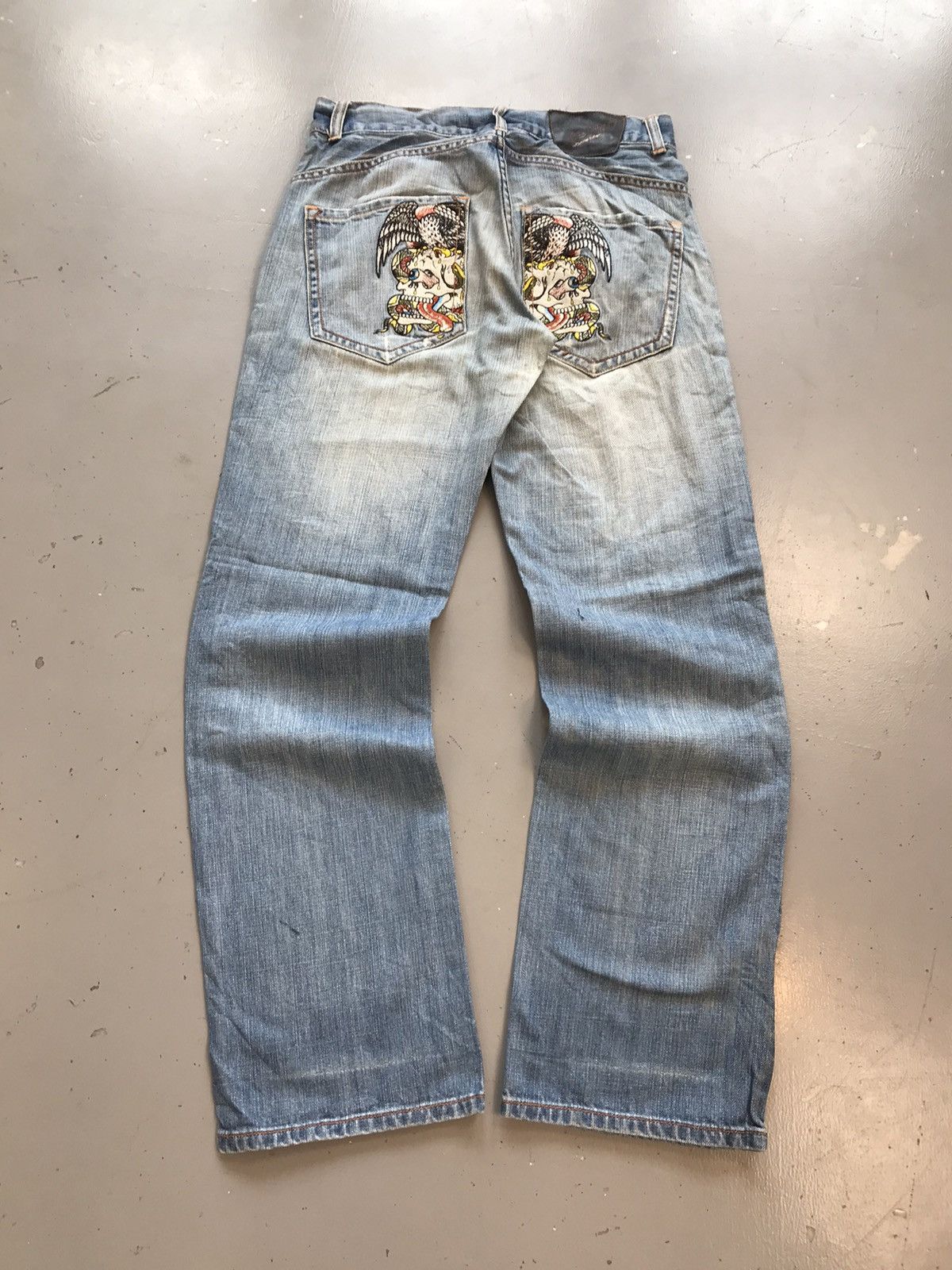 Ed Hardy × Vintage Vintage Edhardy distressed crazy embroidered denim Size US 32 / EU 48 - 1 Thumbnail