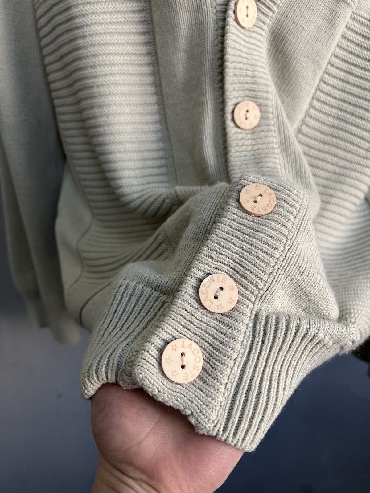 Lacoste Beige Knit lacoste chemise y2k Cardigan Vintage Classic Size US L / EU 52-54 / 3 - 6 Thumbnail