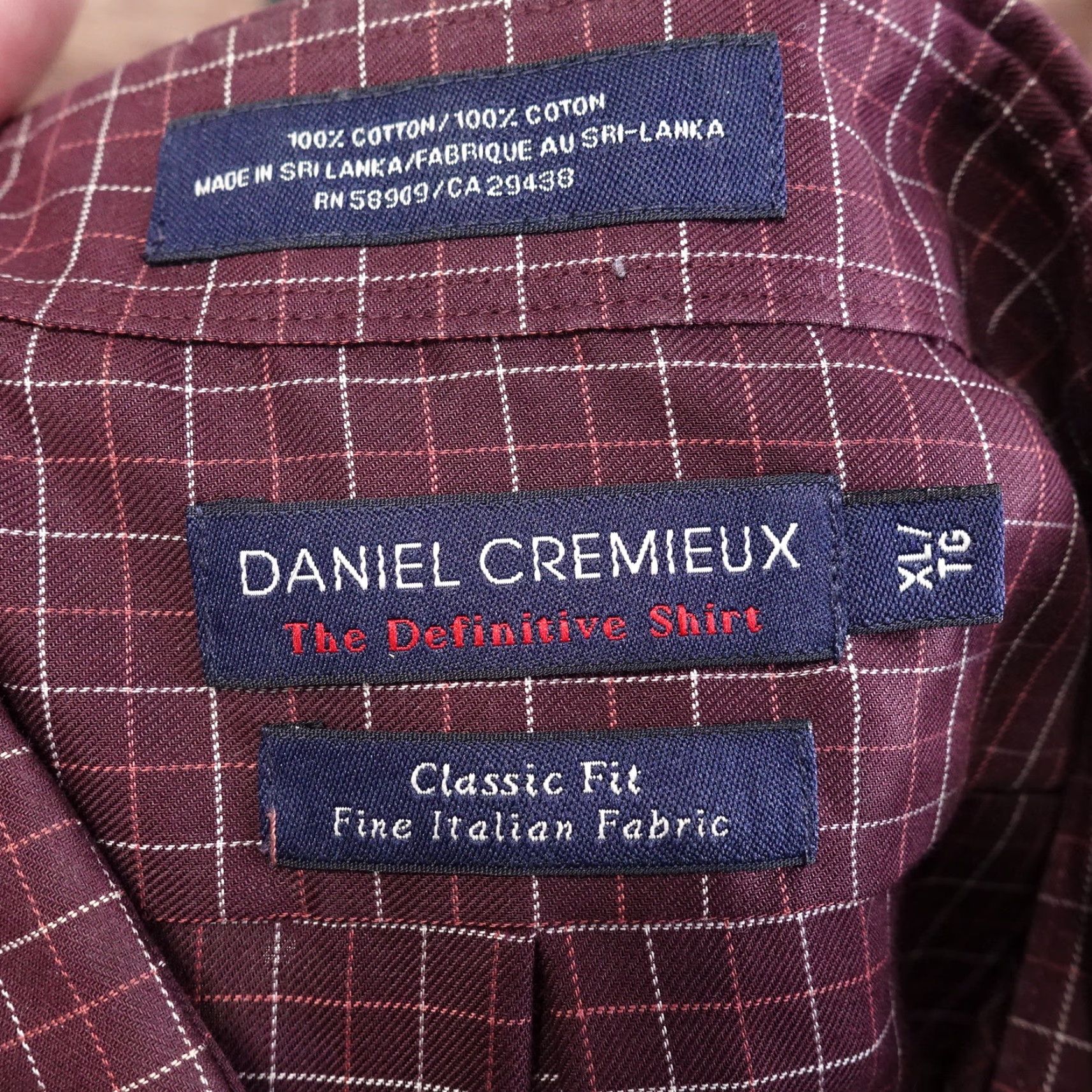 Cremieux VINTAGE Daniel Cremieux Check Shirt Men's XL Burgundy Cotton Classic Fit Button-Up Size US XL / EU 56 / 4 - 6 Thumbnail