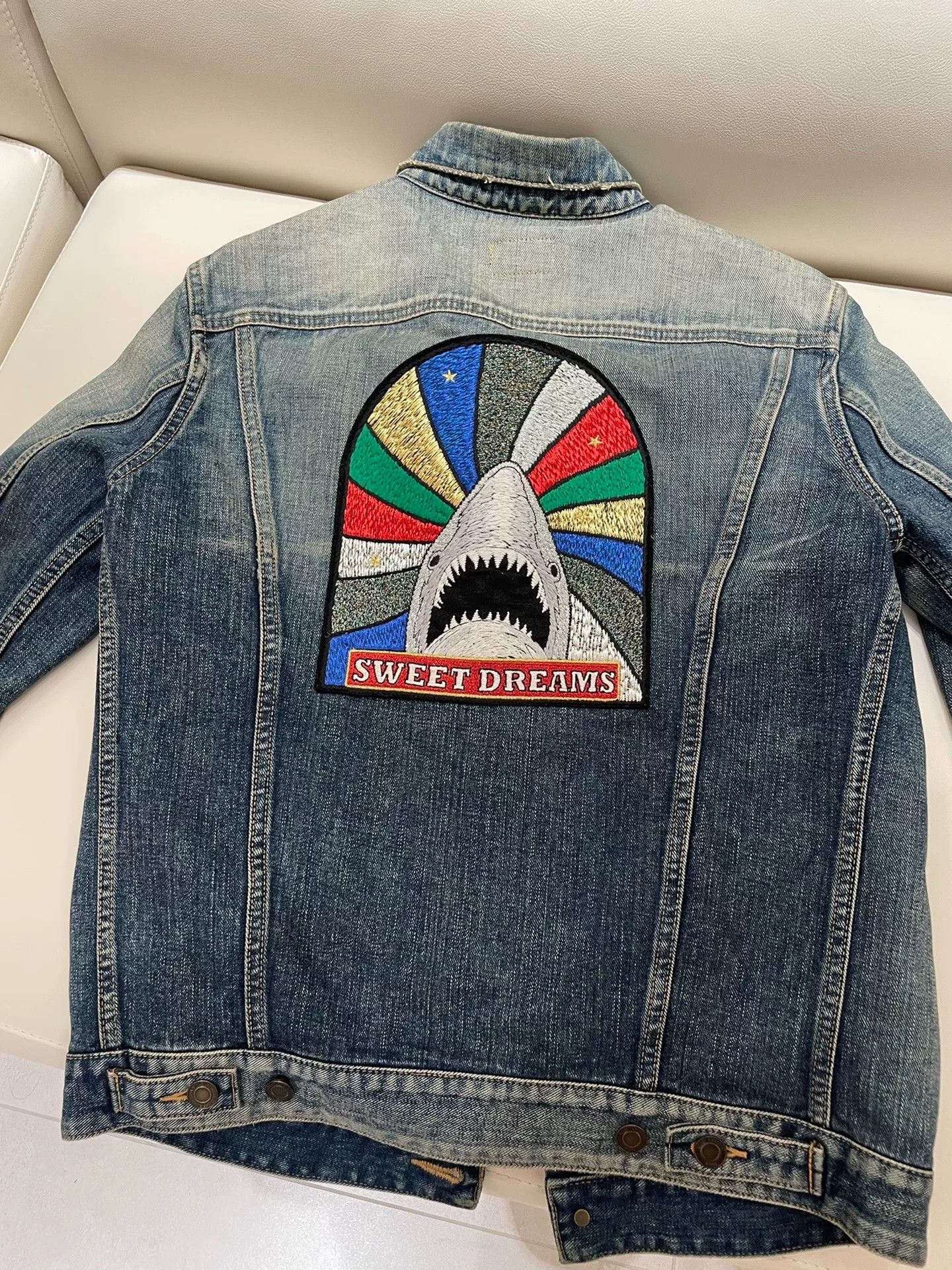 Saint Laurent Paris Saint Laurent Denim Jacket with Shark Embroidery Size US M / EU 48-50 / 2 - 1 Thumbnail