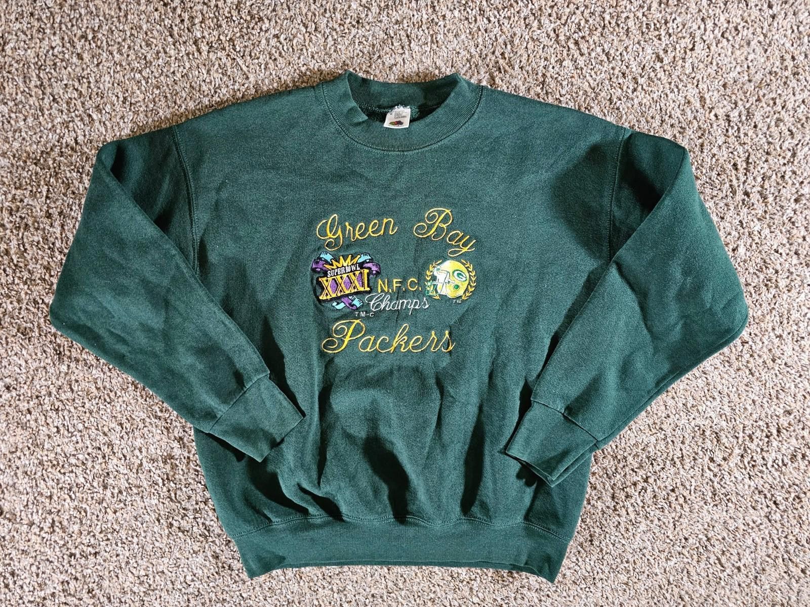 Fruit Of The Loom Vintage Green Bay Packers Super Bowl XXXI Men’s M Sweatshirt Size US M / EU 48-50 / 2 - 1 Thumbnail