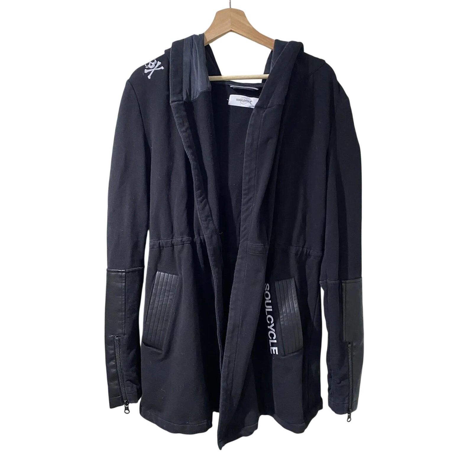 & Other Stories SoulCycle Black Hoodie With Leather Arms Size Medium A001510 Size M / US 6-8 / IT 42-44 - 2 Thumbnail
