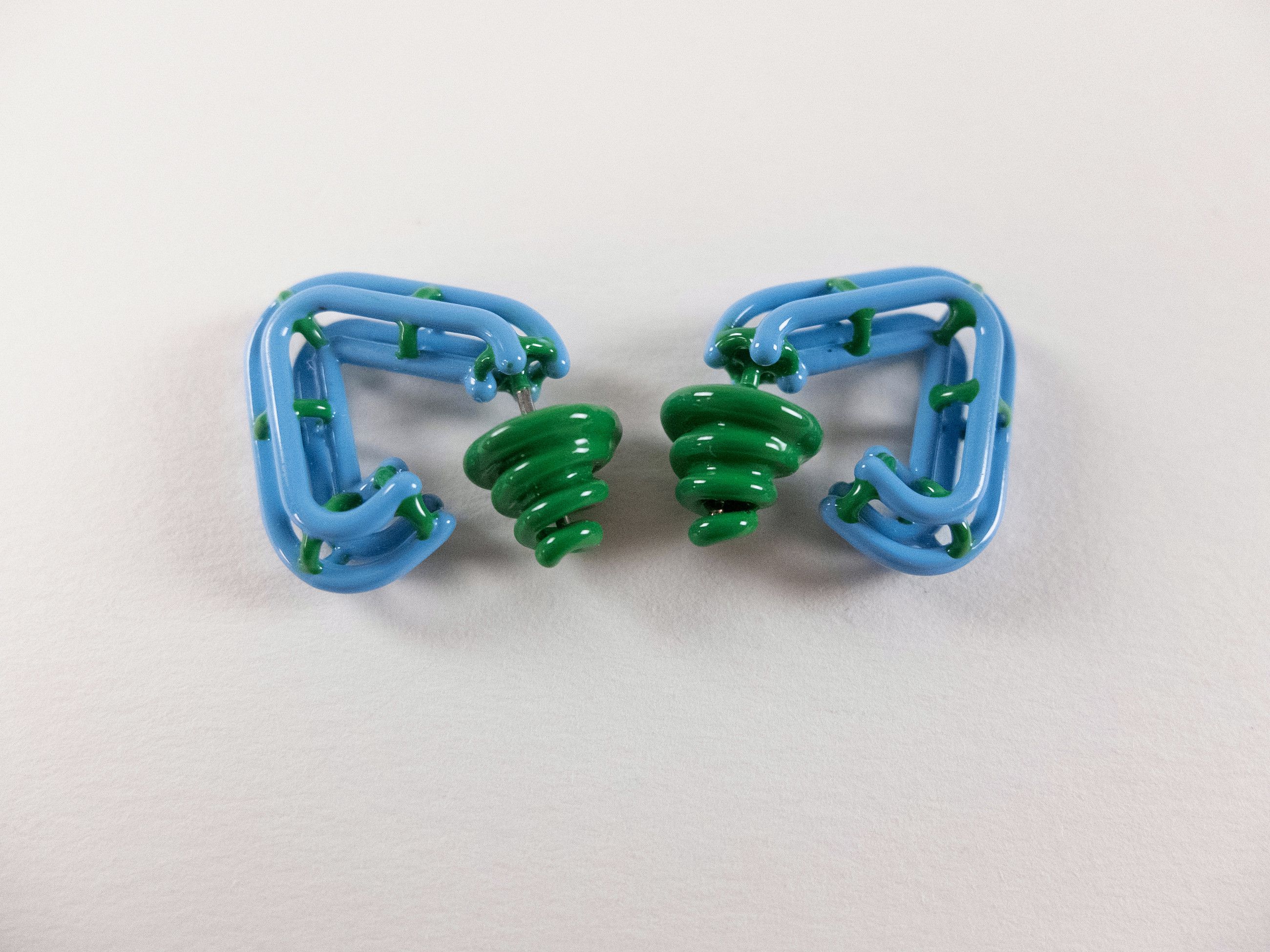 Bottega Veneta BOTTEGA VENETA Outline triangle blue green hoop earrings q Size ONE SIZE - 3 Thumbnail