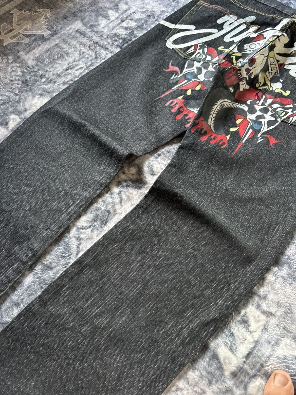 Japanese Brand Yuletide & Jubilation Skull Snake Tattoo Y2K Jeans Size US 32 / EU 48 - 6 Thumbnail