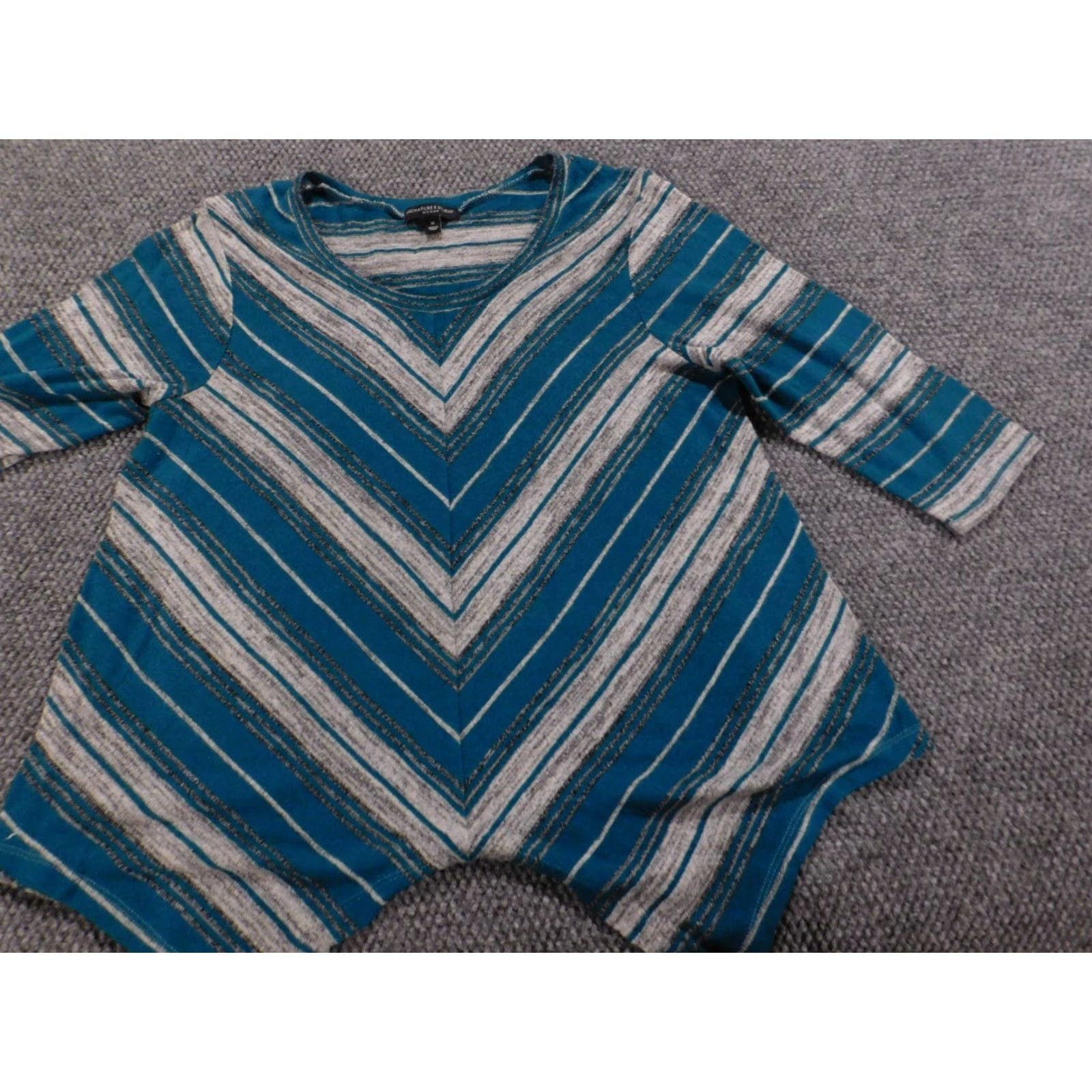 Vintage Signature Blouse Women 1X Green Striped Knit Raglan Long Sleeve Collared Pocket Modern 1X Plus Viscose Shirt Basic Casual Shirt Mens Womens Size XL / US 12-14 / IT 48-50 - 3 Thumbnail
