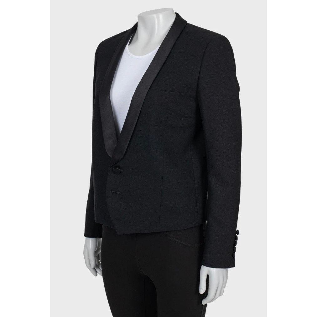 Saint Laurent Paris Saint Laurent Black Wool Satin Lapels Jacket Sz.40 Size M / US 6-8 / IT 42-44 - 2 Thumbnail