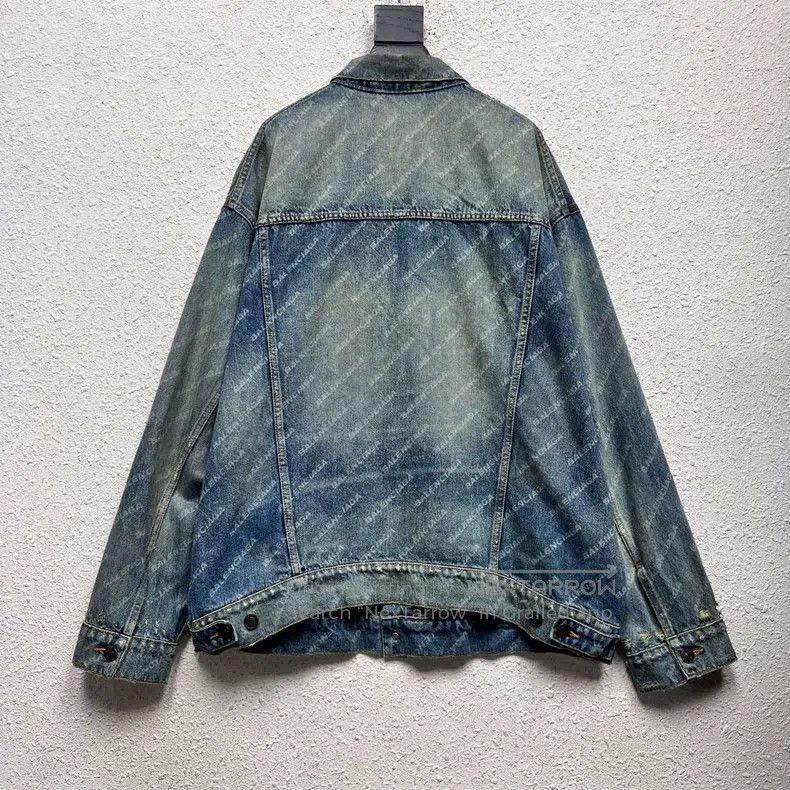 Balenciaga Balenciaga Diagonal Full Print Bullet Logo Denim Jacket Size US XS / EU 42 / 0 - 2 Thumbnail