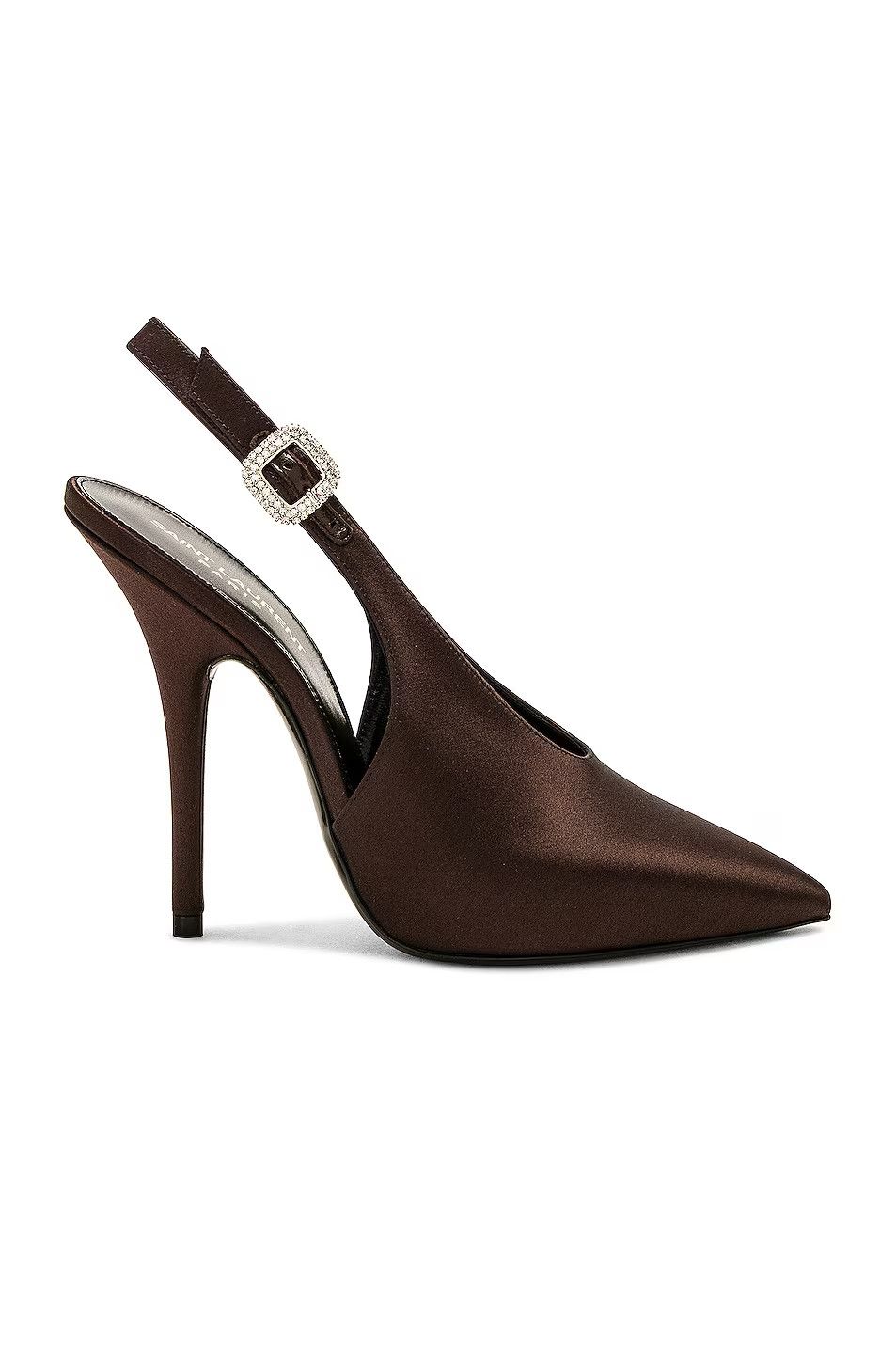 Saint Laurent Paris o1s1wg111024 Yasmeen Slingback Pumps Crepe Satin in T. Moro Size US 10 / IT 40 - 1 Thumbnail