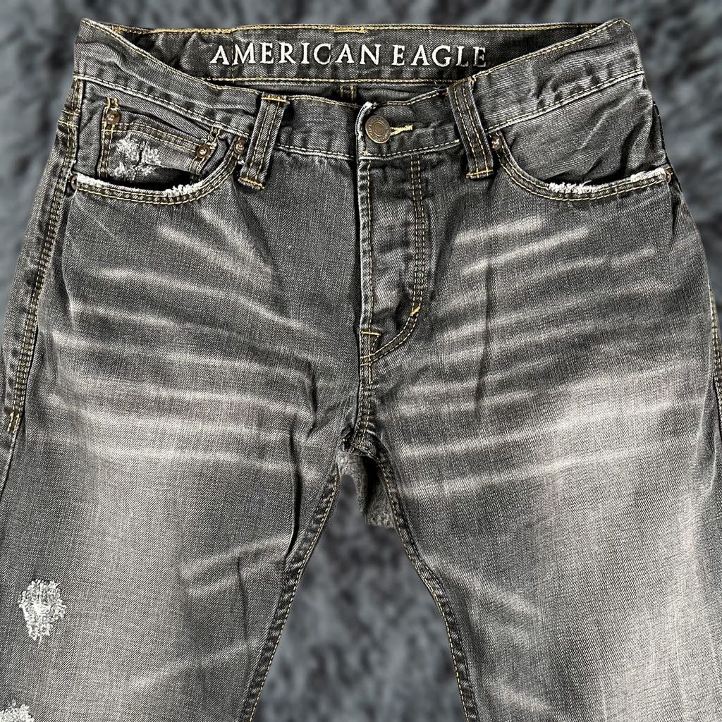 American Eagle Outfitters VINTAGE American Eagle Jeans Mens 32x30 Distressed Button Fly Straight Gray Denim 90s Style Mens Size US 32 / EU 48 - 1 Thumbnail