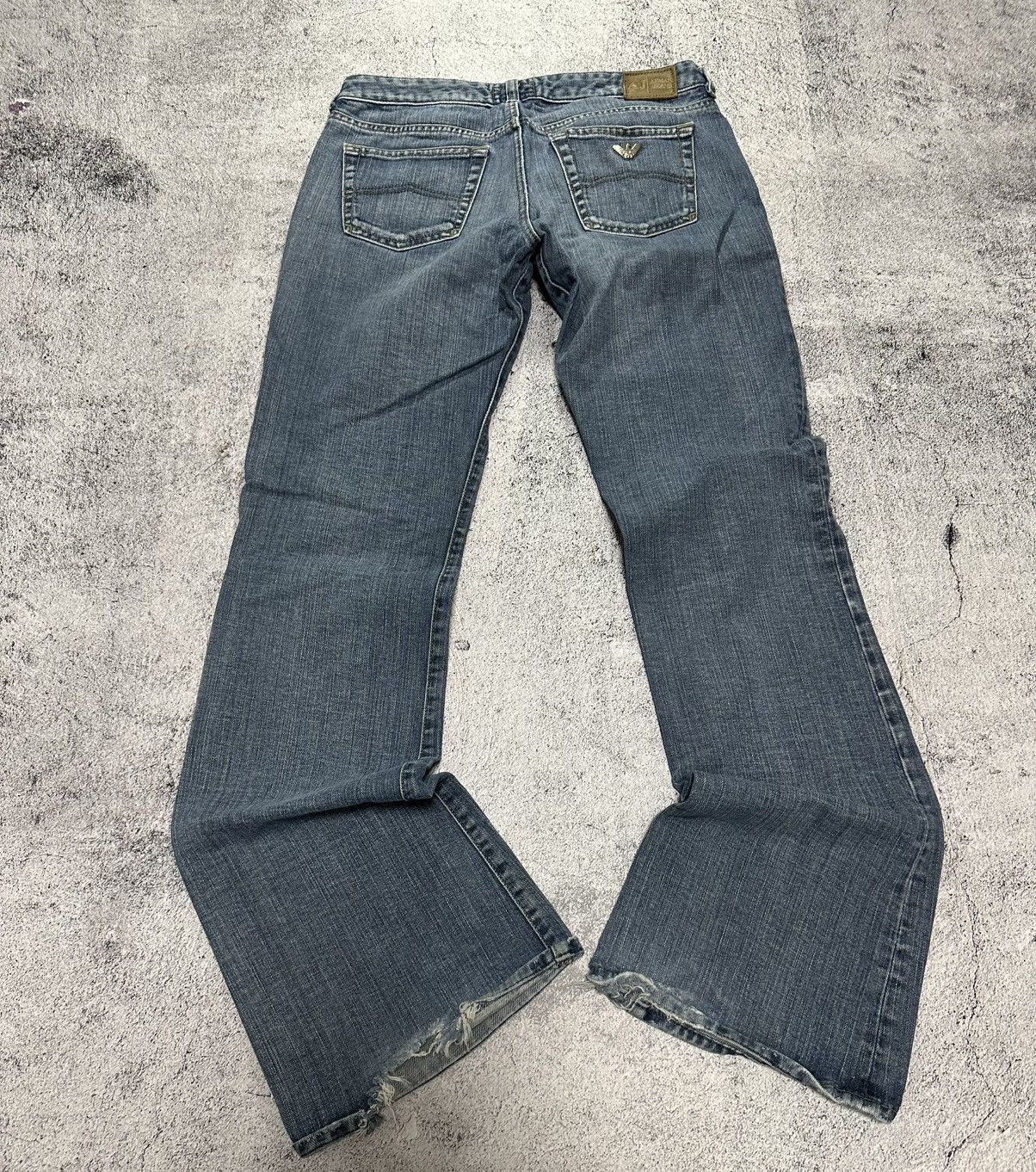 Giorgio Armani Vintage Emporio Armani Flared Jeans Y2K Indigo Metal Logo Size US 29 - 2 Thumbnail
