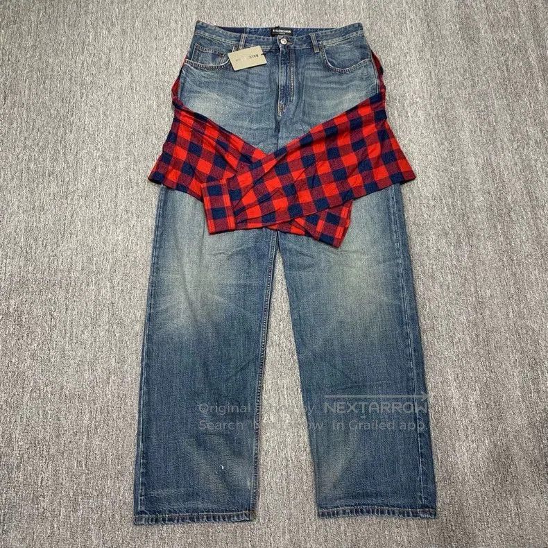 Balenciaga Balenciaga Patchwork Denim Wide-Leg Jeans. Size US 29 - 1 Thumbnail