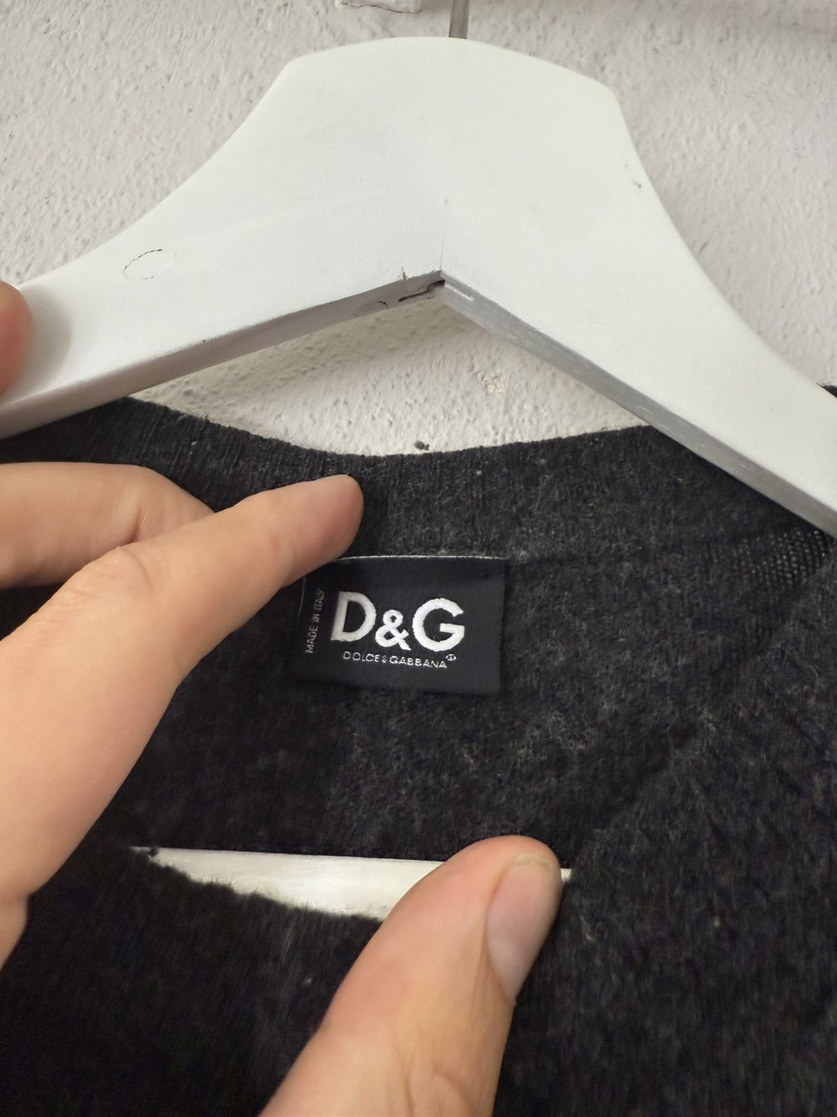 Dolce & Gabbana D&G Charcoal Wool Sweater with Tactical Strap Detail Size US M / EU 48-50 / 2 - 4 Thumbnail
