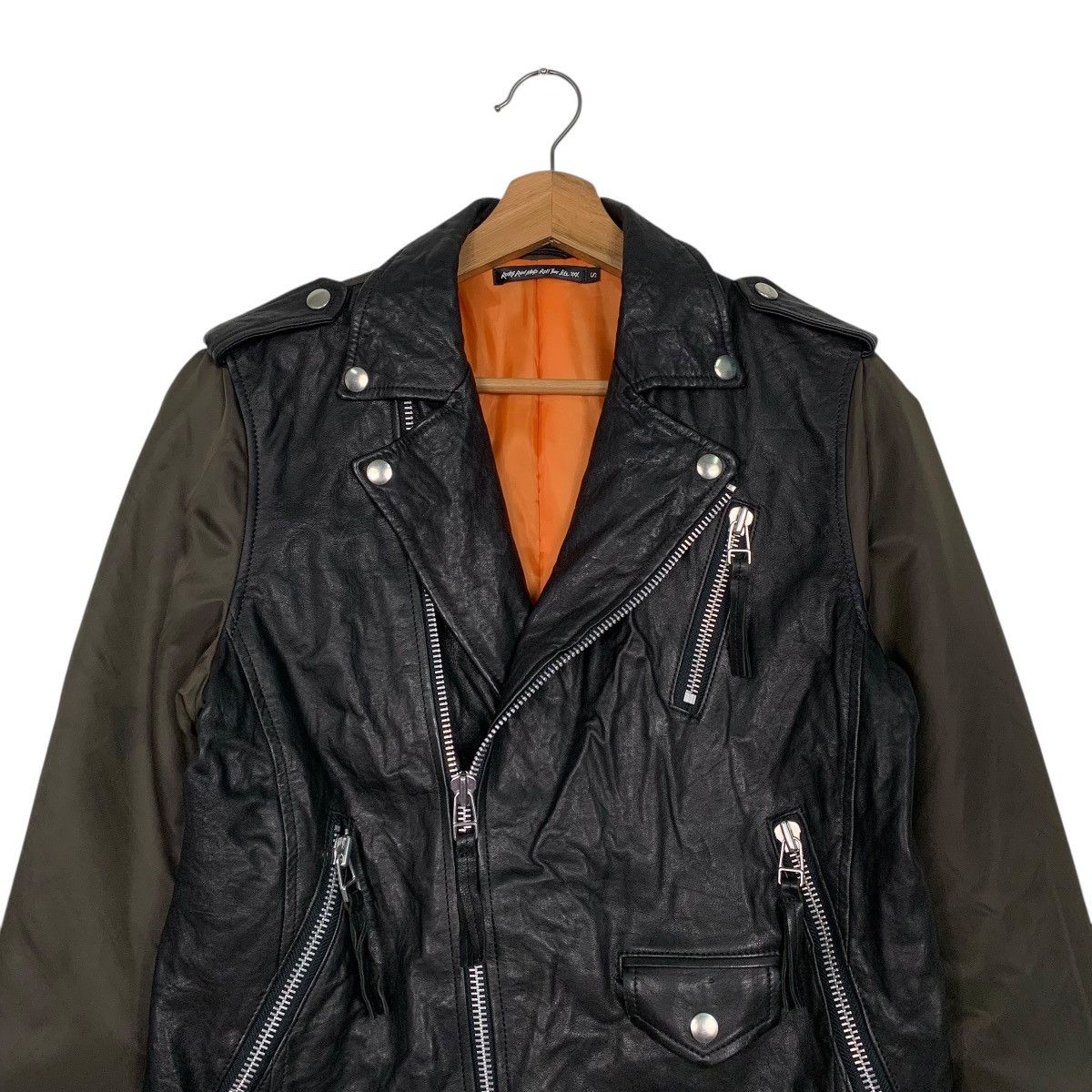 Japanese Brand Realized Works Double Colar Motorcycle Leather Jacket Size US S / EU 44-46 / 1 - 2 Thumbnail