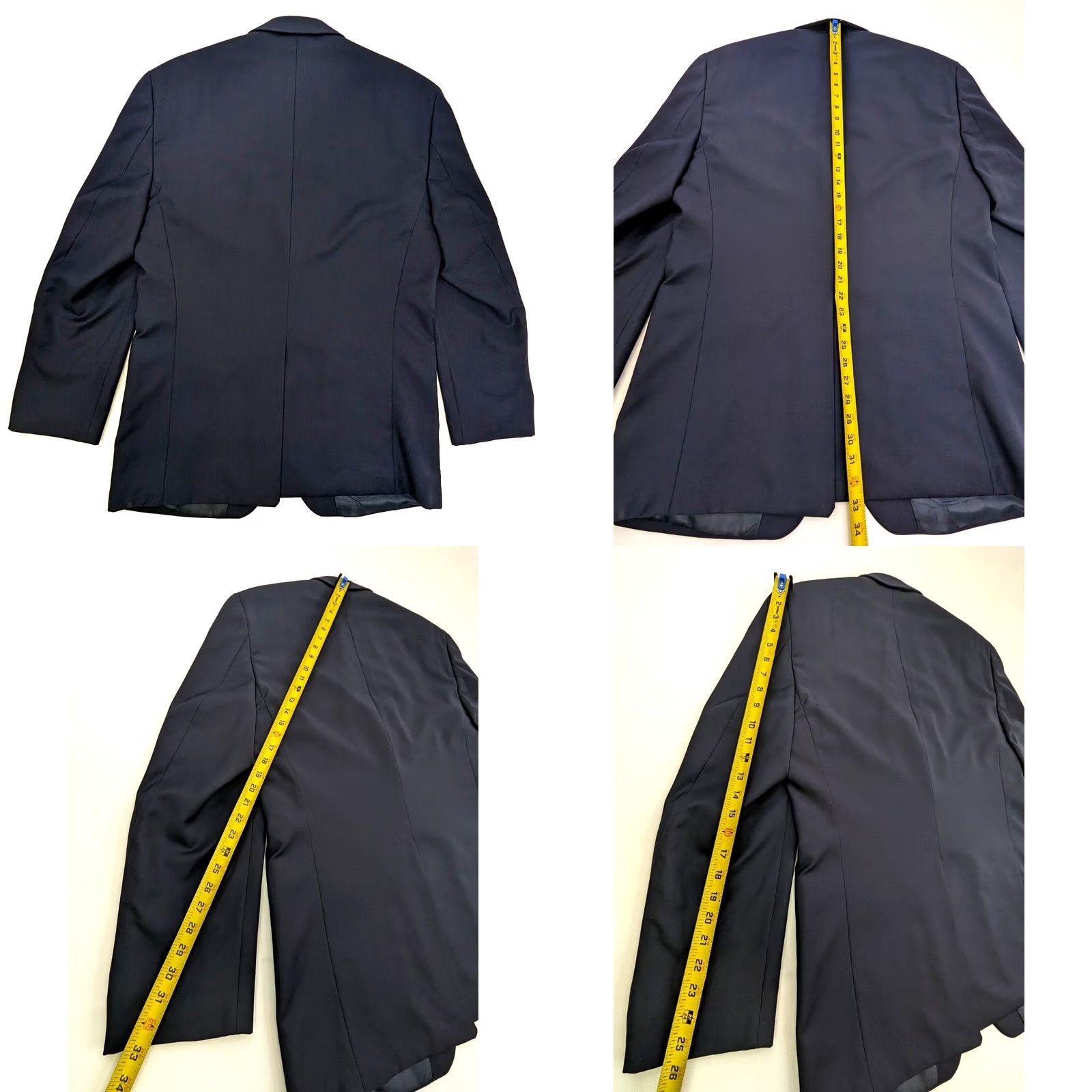 Michael Kors VINTAGE Michael Kors Navy Blue Solid Wool Blazer Mens 42 Long Jacket容量? Size 42R - 10 Thumbnail
