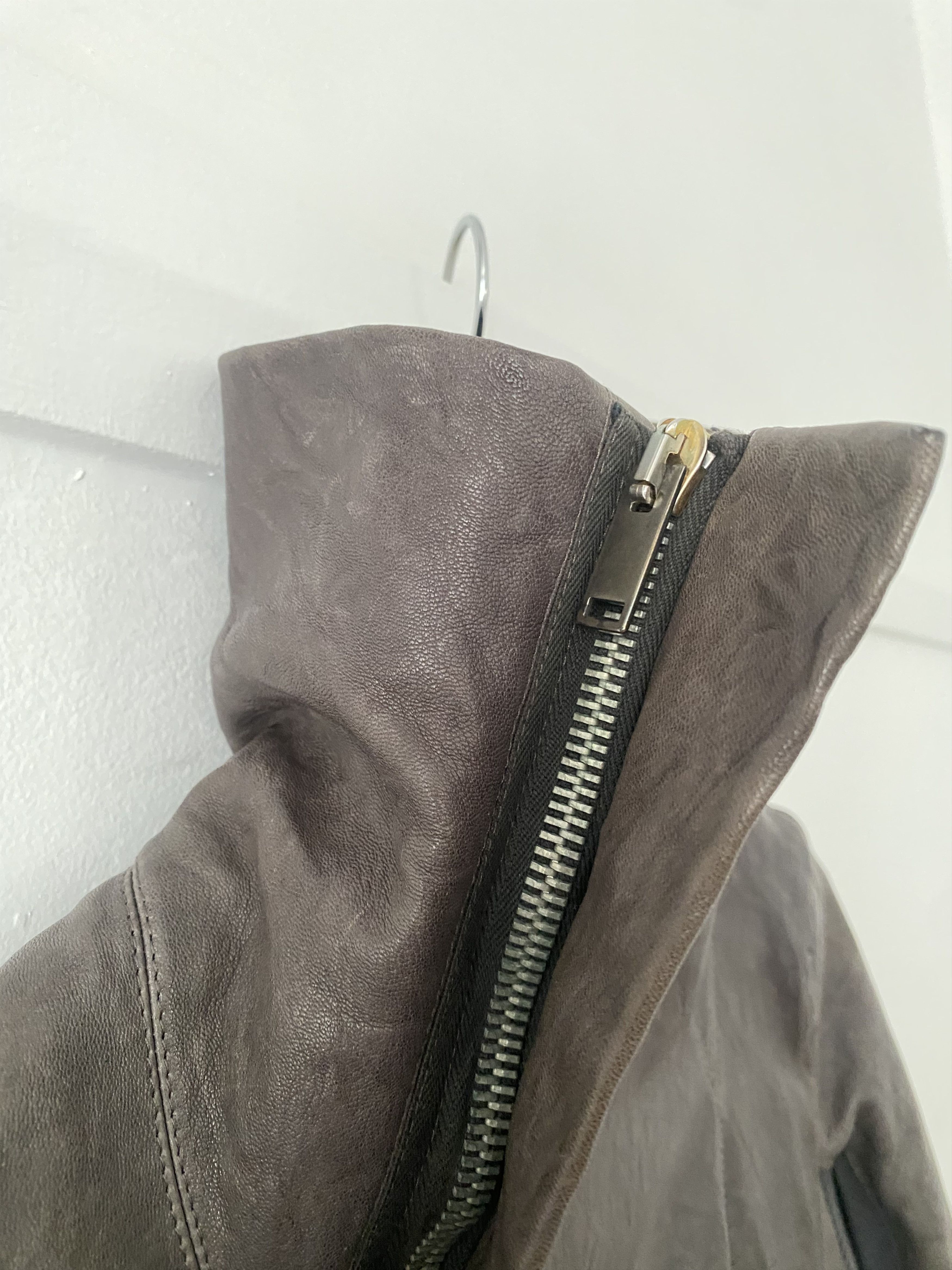 Rick Owens Rick Owens AW13 “Plinth” Funnel Neck Leather Jacket – IT 44 Size S / US 4 / IT 40 - 5 Thumbnail