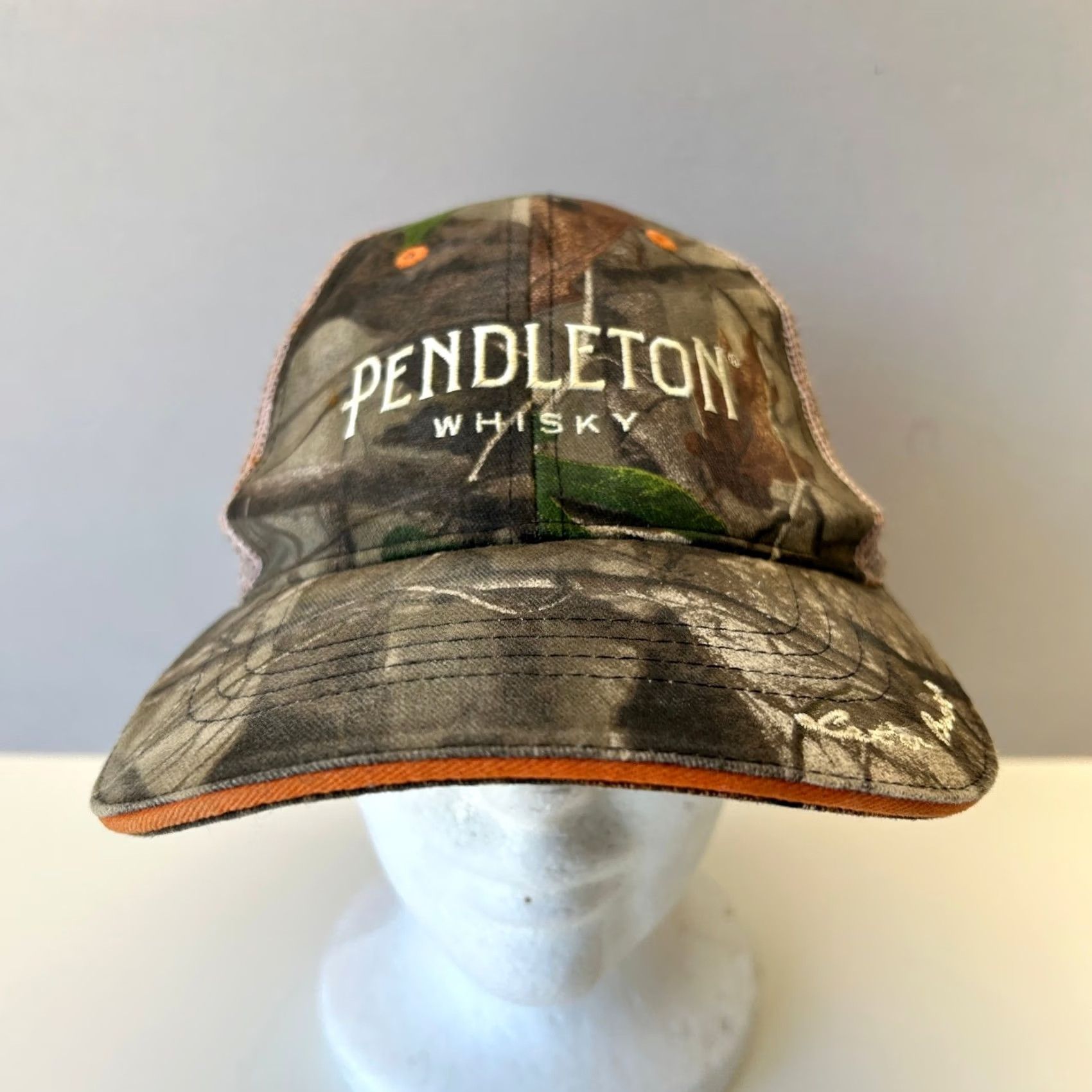 Pendleton VINTAGE Pendleton Whisky Trucker Hat Camouflage Orange Hunting Cowboy Size ONE SIZE - 6 Thumbnail