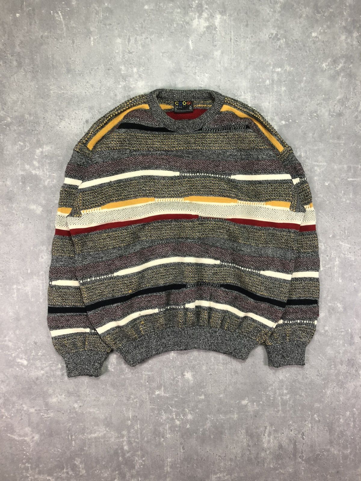 image of Coloured Cable Knit Sweater x Coogi Vintage OG Coogi Cable Knit Sweater in Grey, Men's (Size XL)