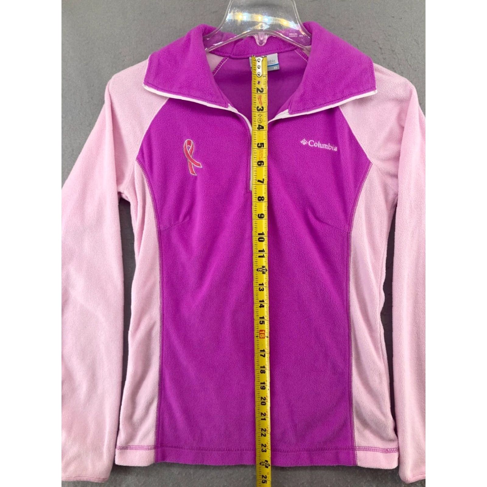 Pinko Columbia Womens Fleece Pullover XS Pink Breast Cancer Awareness Outdoor Athletic Shirt Size XS / US 0-2 / IT 36-38 - 3 Thumbnail
