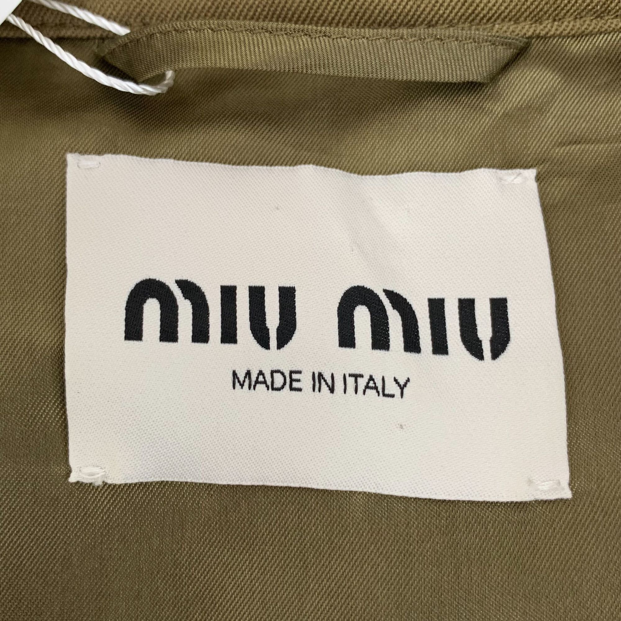 Miu Miu Miu Miu Khaki Green Oversized Cotton Jacket With Elastic Hem Size XS / US 0-2 / IT 36-38 - 6 Thumbnail