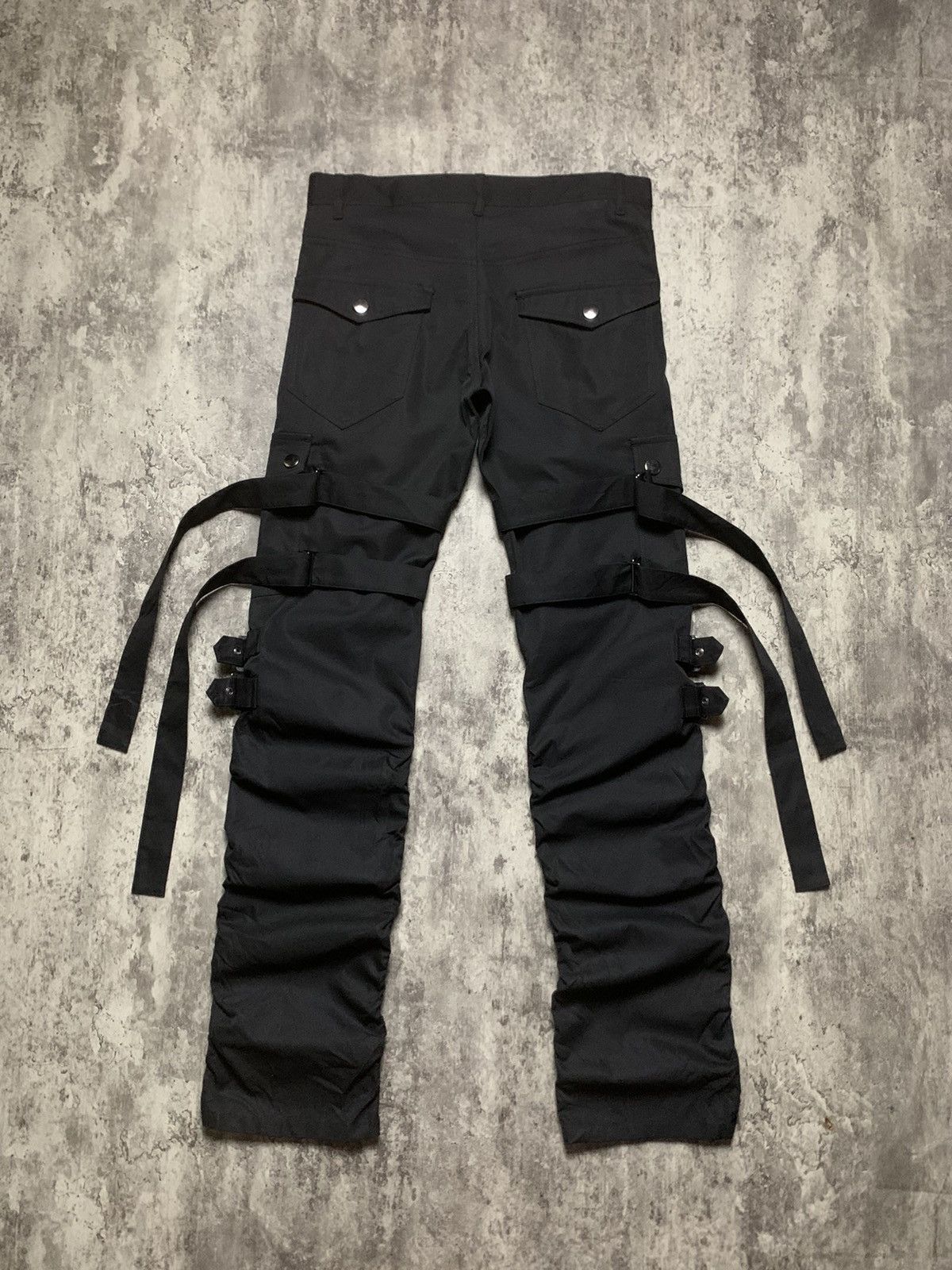 14th Addiction Y2K Kui Black Bondage Cargo Multi Pocket Pants Vkei Style Size US 30 / EU 46 - 2 Thumbnail