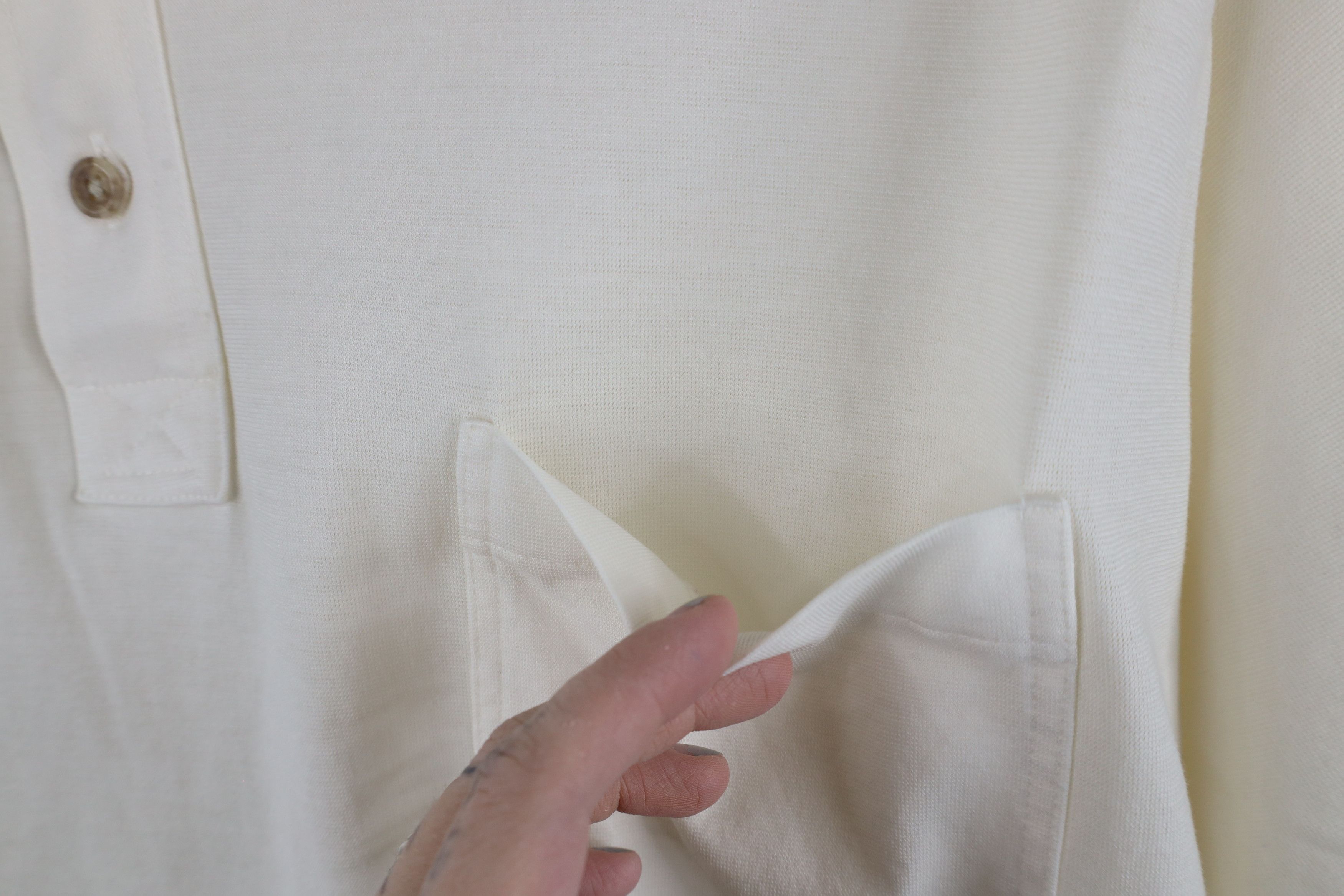 Vintage Vintage 90s Streetwear Collared Pocket Polo Shirt Cream Size US XL / EU 56 / 4 - 6 Thumbnail
