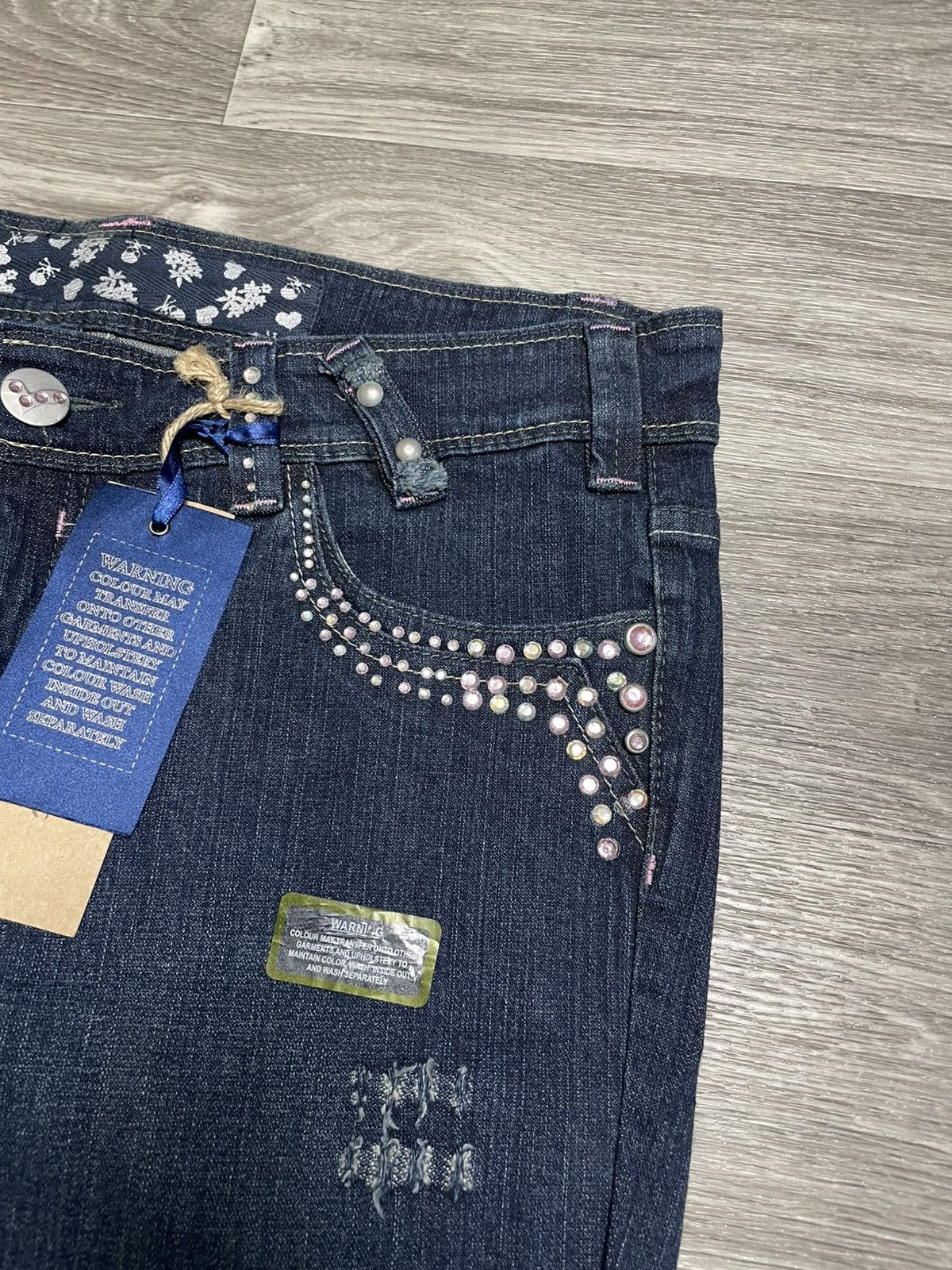 Japanese Brand New Boot Cut Rhinestones Denim Jeans Vintage Y2K 90s Punk Size 38" / US 16 / IT 52 - 9 Thumbnail