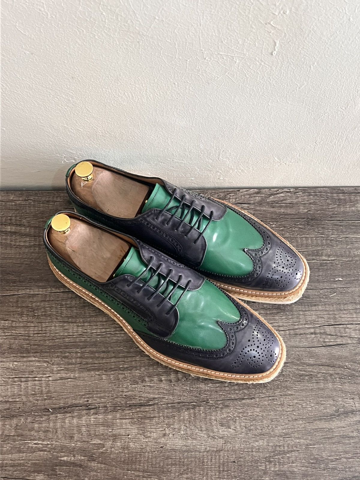 Prada Prada Wingtip Woven Sole Brogues Size US 10 / EU 43 - 2 Thumbnail