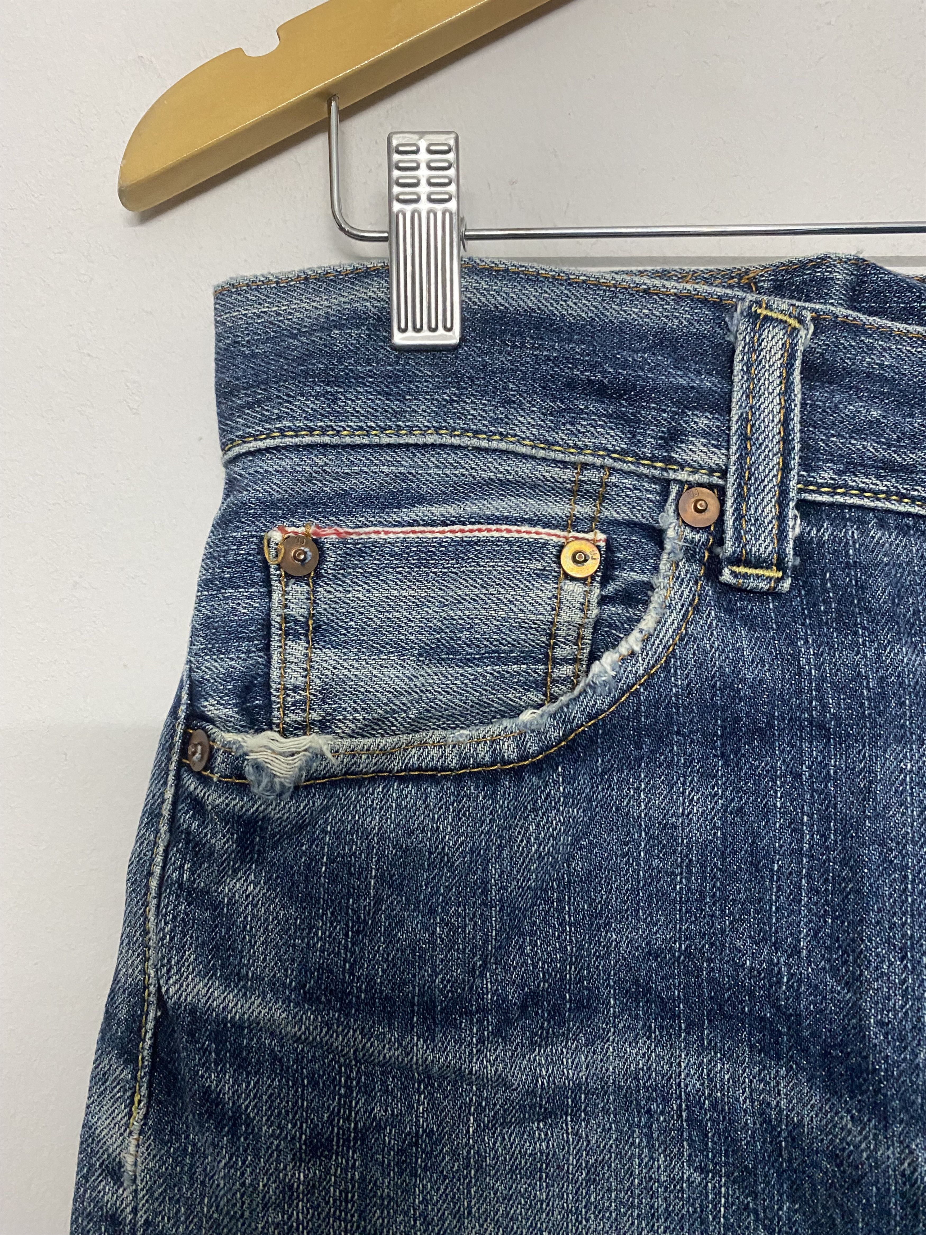 Uniqlo Vtg Uniqlo S002 Selvedge Distressed Jeans Size US 33 - 5 Thumbnail