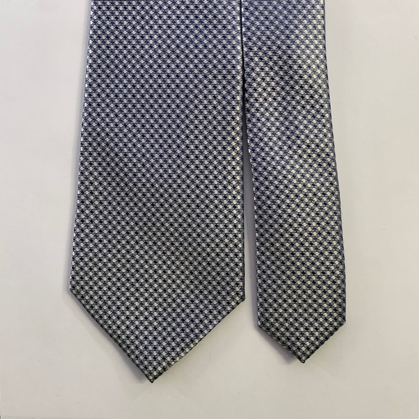 Dolce & Gabbana DOLCE & GABBANA One Size Silver Black Houndstooth Silk Tie Size ONE SIZE - 1 Thumbnail