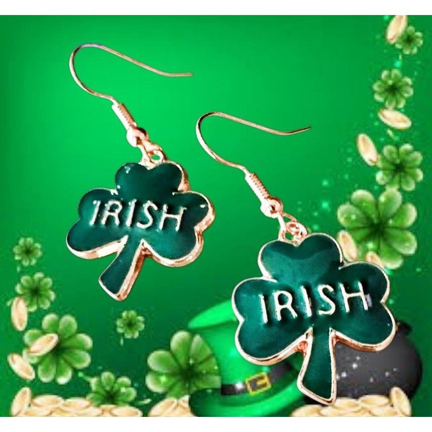 Handmade St Patricks Day Shamrock Earrings Dangle Hooks New Irish Fes Size ONE SIZE - 1 Thumbnail