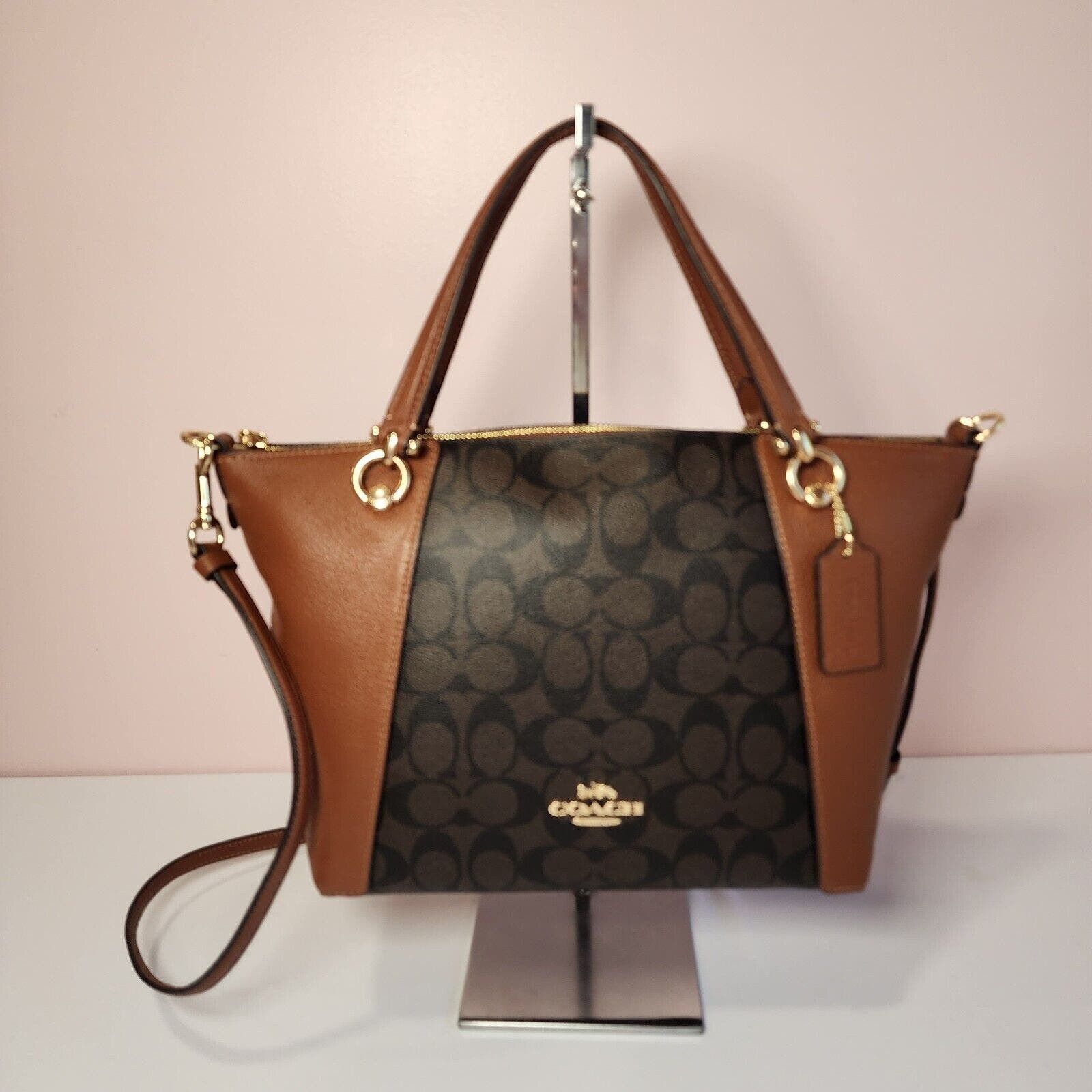 image of Coach C6230 Kacey Satchel Signature Crossbody Brown Redwood, Women's