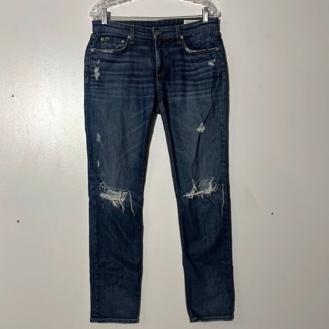 Rag & Bone Rag & Bone New York Low Rise Slim Boyfriend Jeans Blue Womens Size 27 Distressed Slim Fit 27 Womens Size 27" / US 4 / IT 40 - 2 Thumbnail