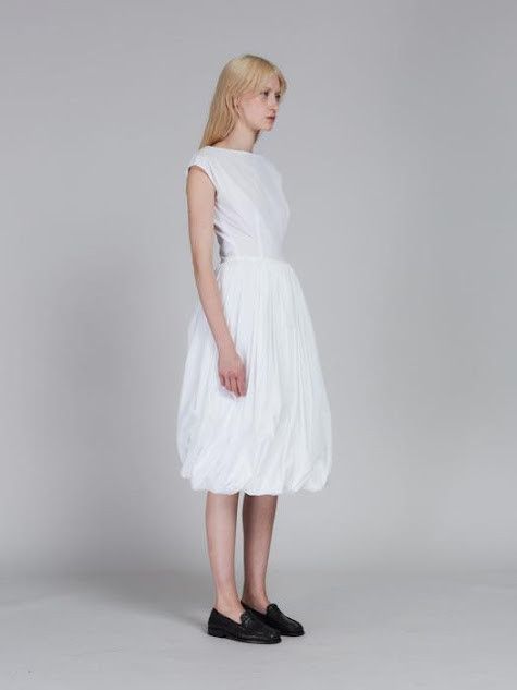 Marni oc11z0525 Balloon Midi Dress in White Size S / US 4 / IT 40 - 2 Thumbnail