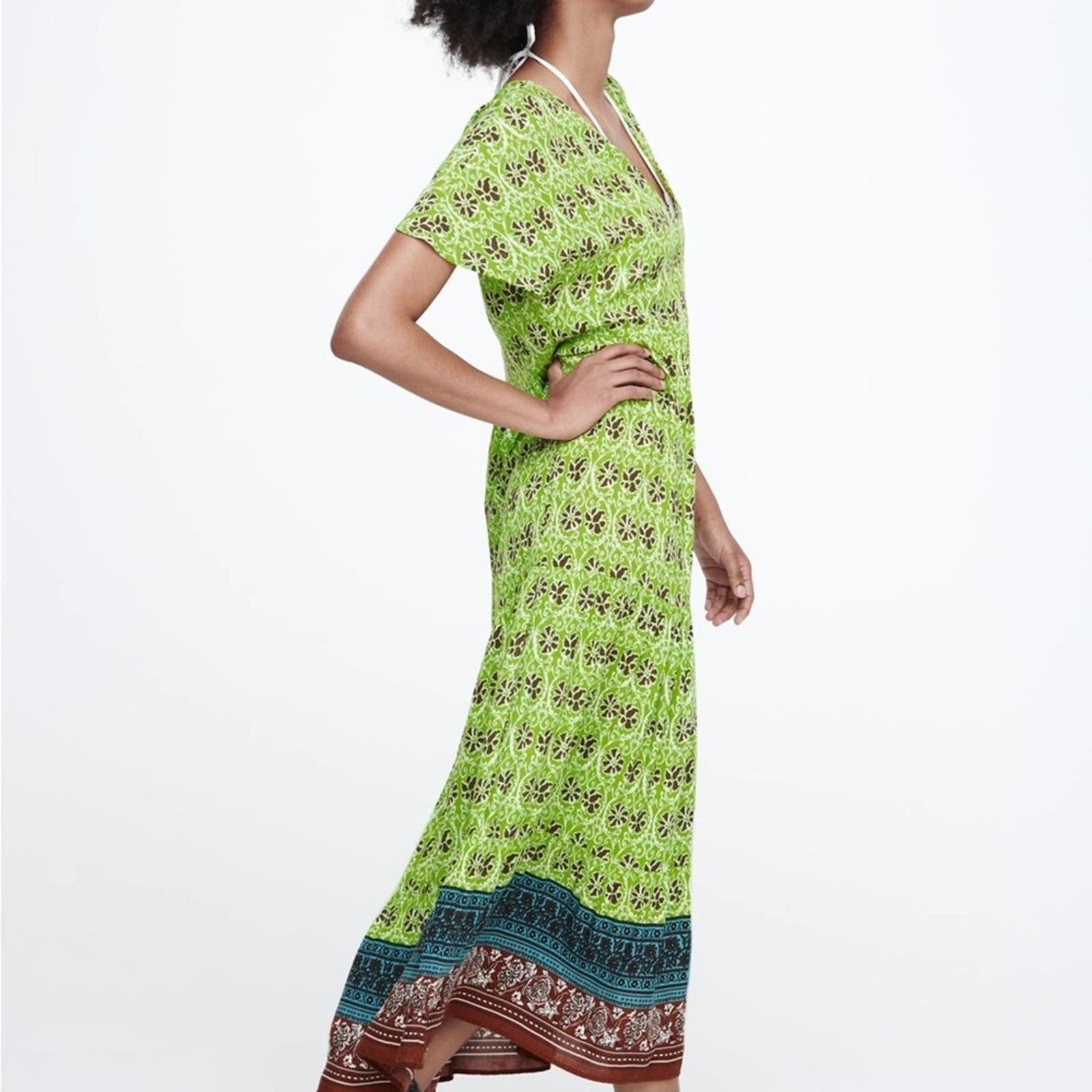 Zara ZARA PRINTED TIERED MIDI DRESS MULTICOLORED Size S / US 4 / IT 40 - 4 Thumbnail