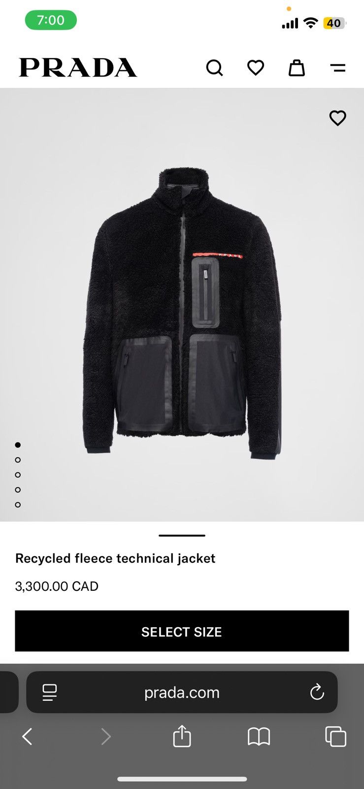 Prada (NEW) Linea Rossa FW20 Recycled Fleece Technical Jacket Size US XXL / EU 58 / 5 - 10 Thumbnail
