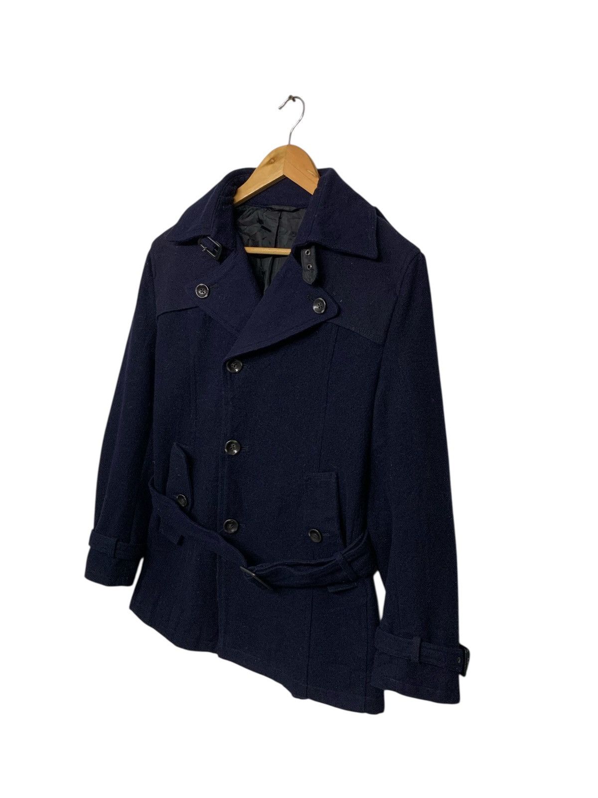 Designer × Japanese Brand × semanticdesign Rare‼️Semantic Design Wool Long Jacket Button Ups Navy Blue Size M / US 6-8 / IT 42-44 - 2 Thumbnail