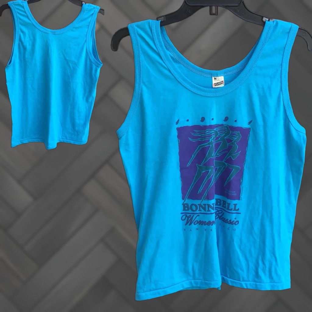 Vintage VINTAGE Screen Stars San Francisco Tank Top Women’s M Bonnie Bell 1991 Turquoise Blue Sleeveless 50/50 Cotton Polyester Tank Top Mens? No, Women. Size M / US 6-8 / IT 42-44 - 1 Thumbnail