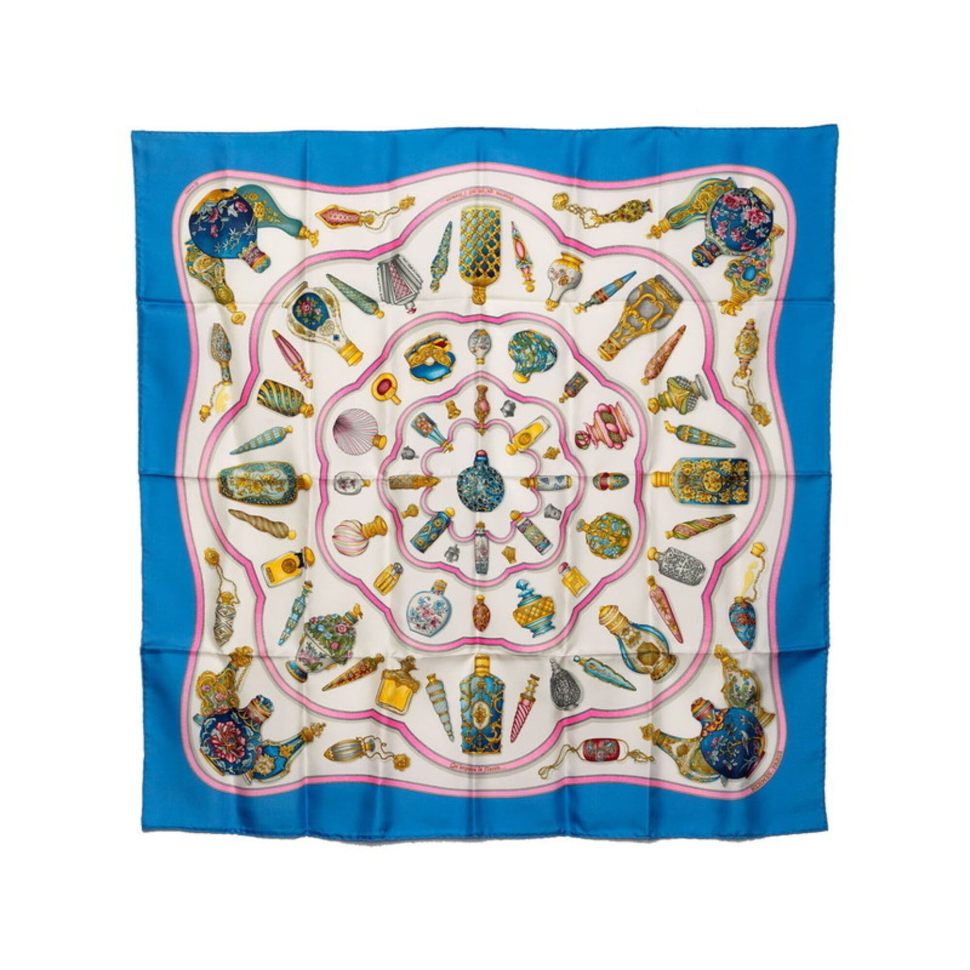 Hermes Hermes Carre 90 Qu'importe le flacon Perfume Bottle Scarf Muffler White Multicolor Silk Women's HERMES Size ONE SIZE - 1 Thumbnail