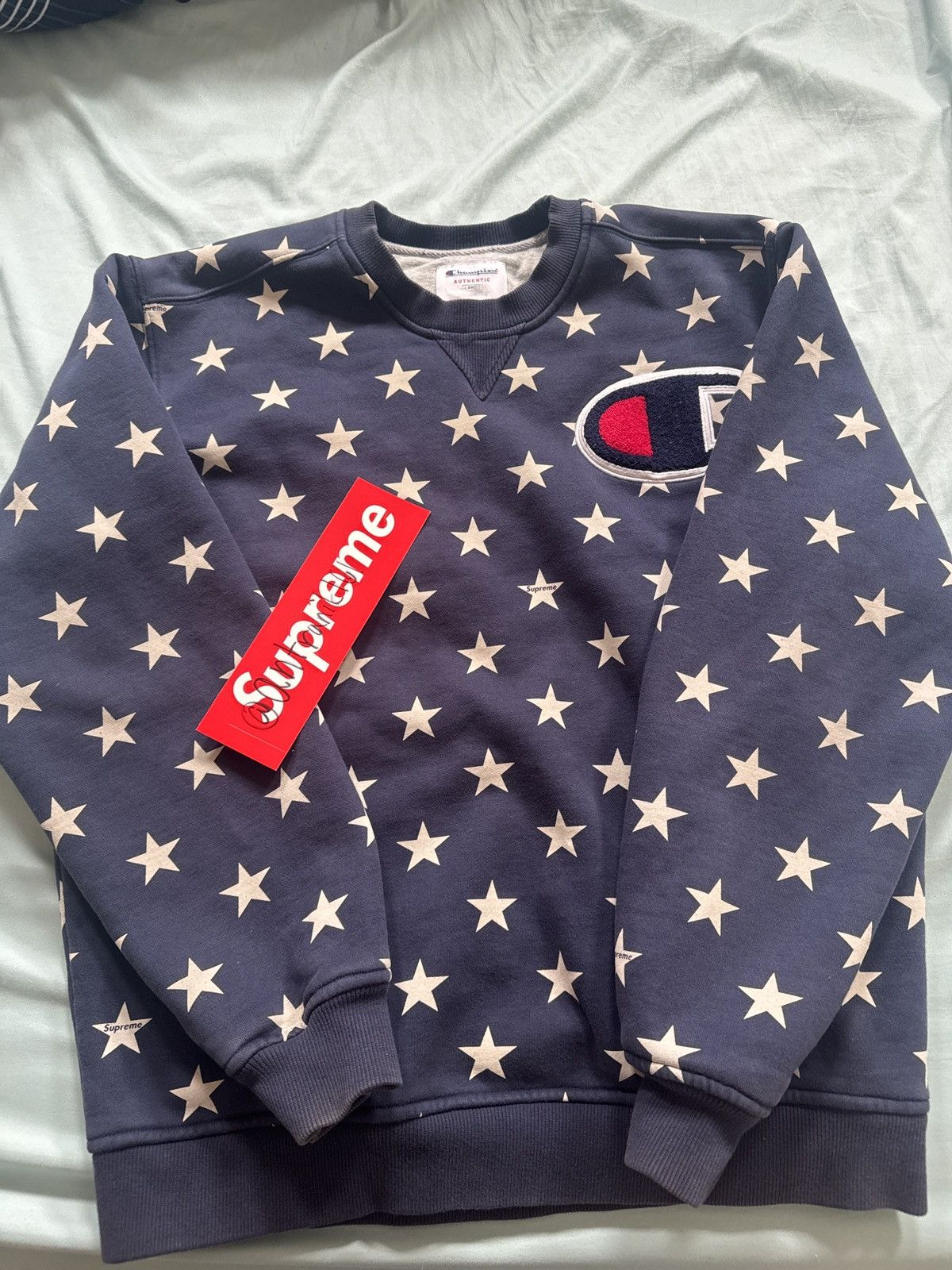 Supreme Supreme x Champion Stars Crewneck Size US L / EU 52-54 / 3 - 2 Thumbnail