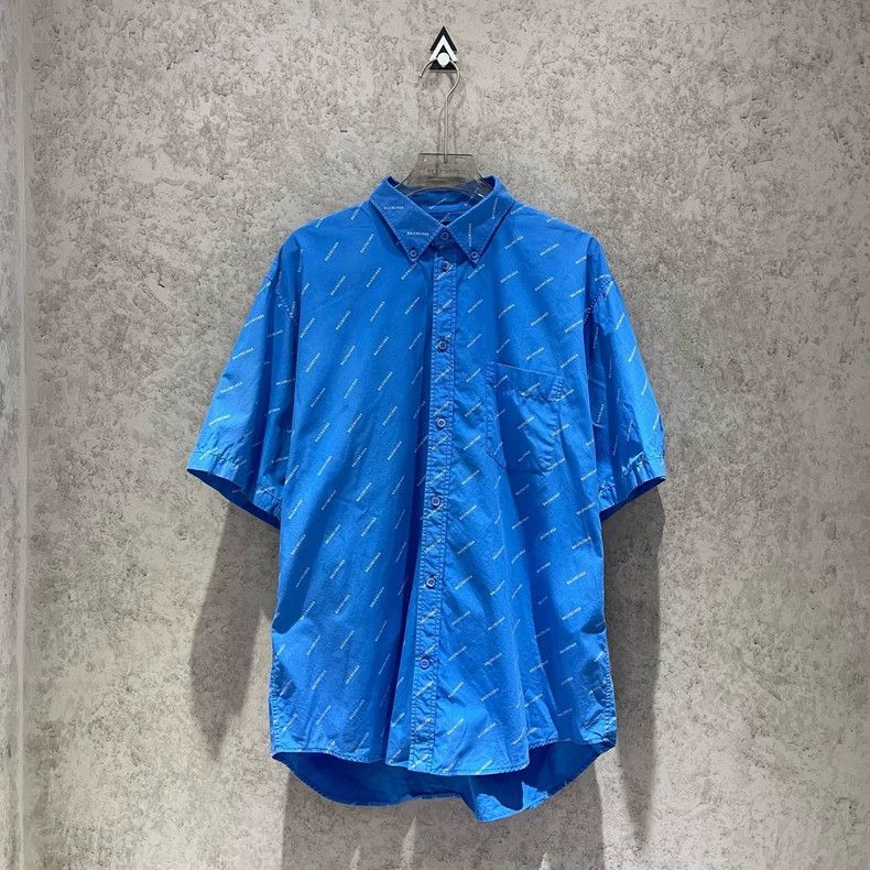 Balenciaga Balenciaga size 39 Blue Full Screen Short Sleeve Shirt 2502 Size US XXS / EU 40 - 1 Thumbnail