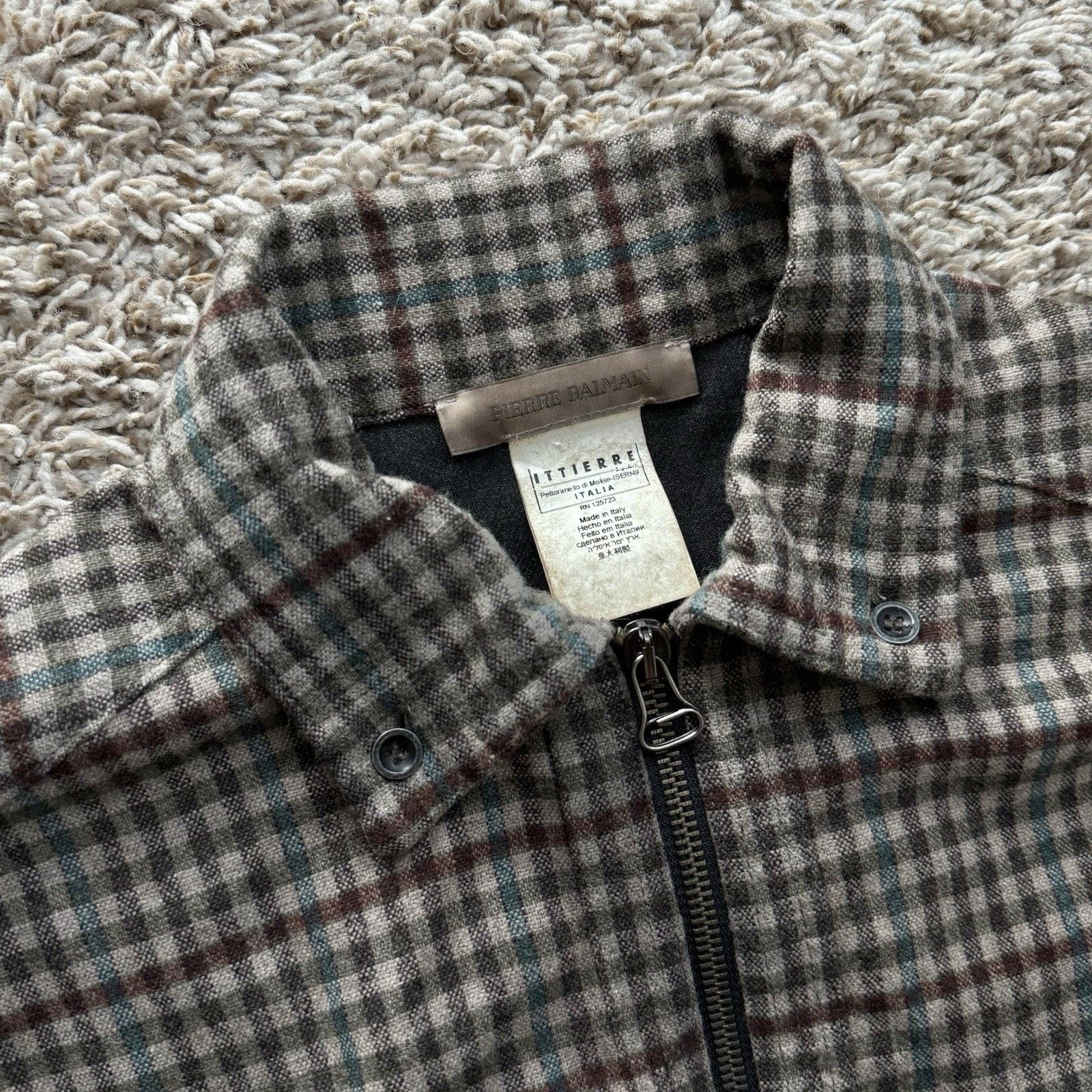 Balmain × Pierre Balmain × Vintage Vintage Pierre Balmain Italy Wool FullZip Jacket Brown Plaid Size US L / EU 52-54 / 3 - 4 Thumbnail