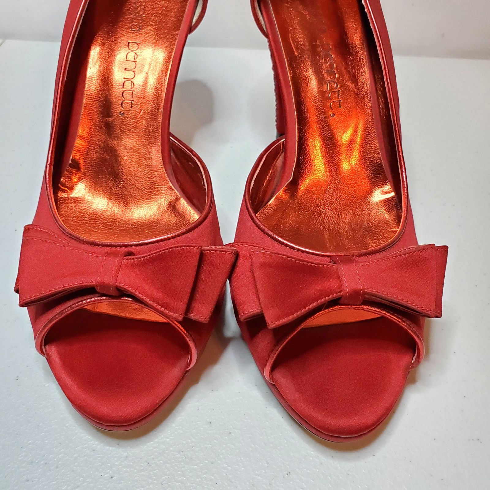 Designer Jessica Bennett Jeanie Satin Embellished Stiletto Heels 10 Size US 10 / IT 40 - 4 Thumbnail