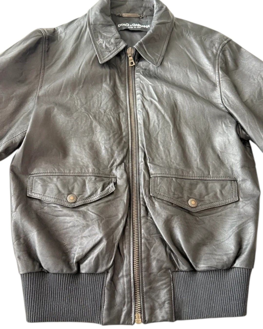 Dolce & Gabbana VINTAGE LAMBSKIN LEATHER BOMBER JACKET Size US M / EU 48-50 / 2 - 3 Thumbnail
