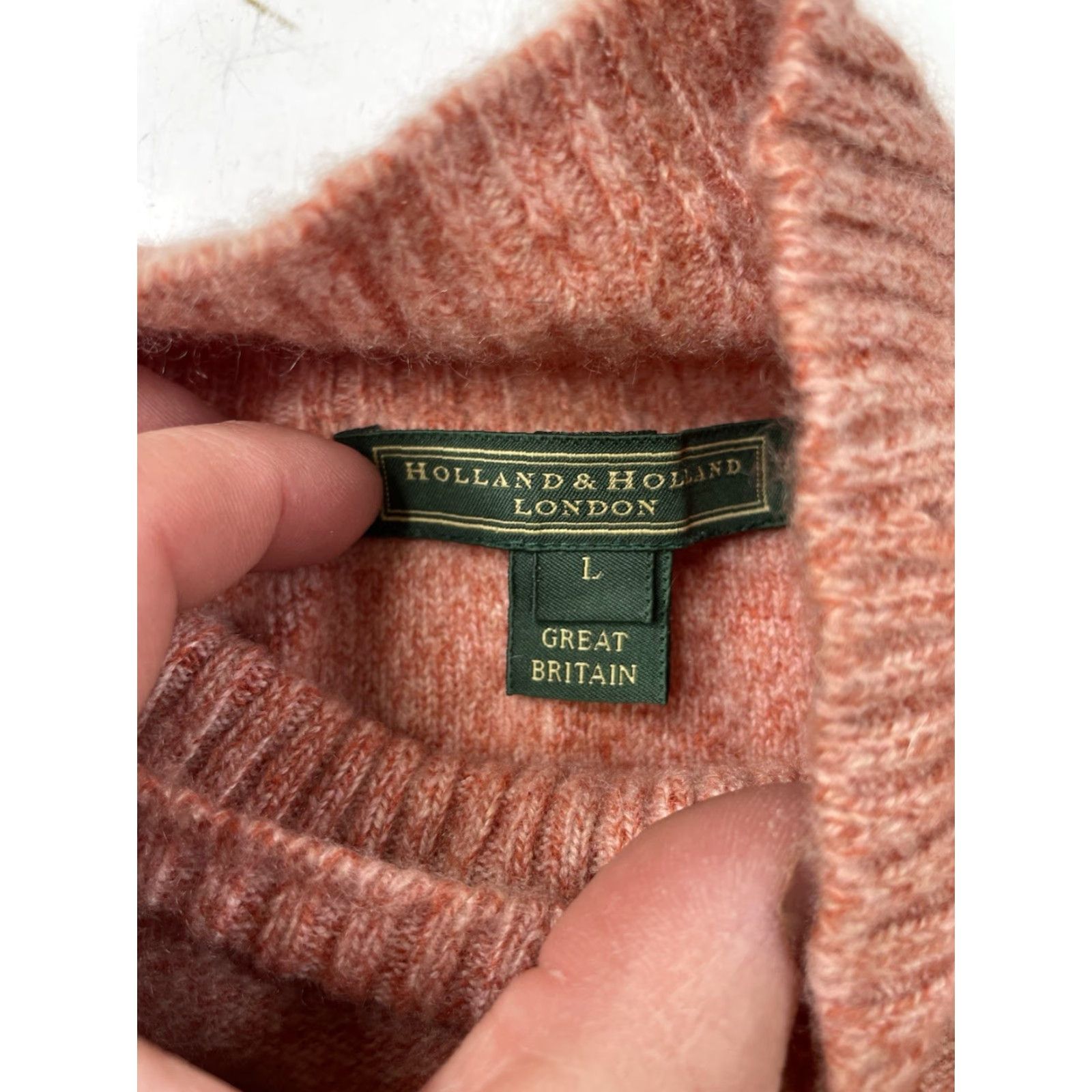 Vintage Holland & Holland Women's Long Sleeve 100% Cashmere Mock Neck Sweater Pink Large Size L / US 10 / IT 46 - 5 Thumbnail