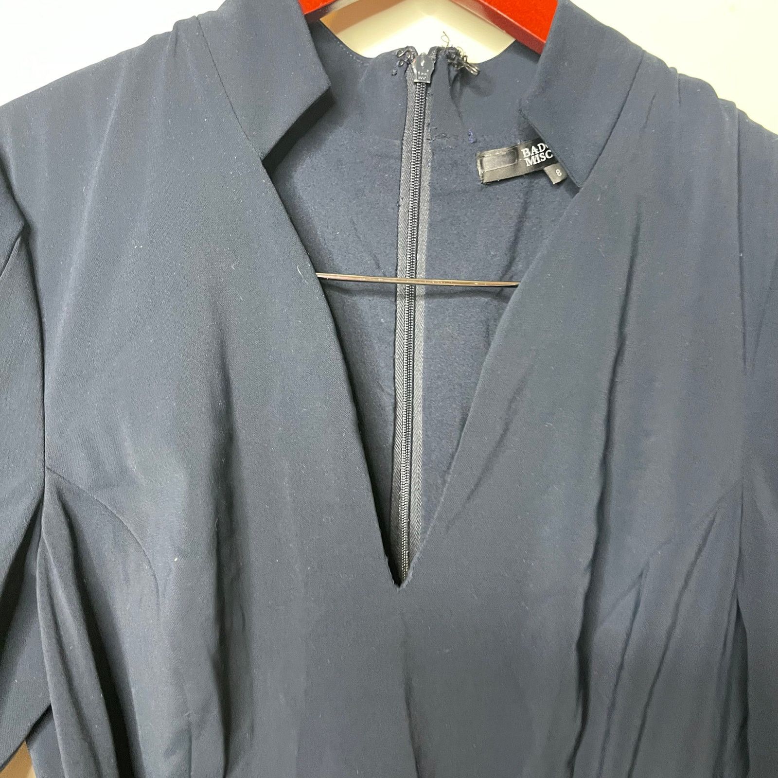Badgley Mischka Badgley Mischka Belted V Neck Sheath Dress Navy Hourglass Size M / US 6-8 / IT 42-44 - 7 Thumbnail